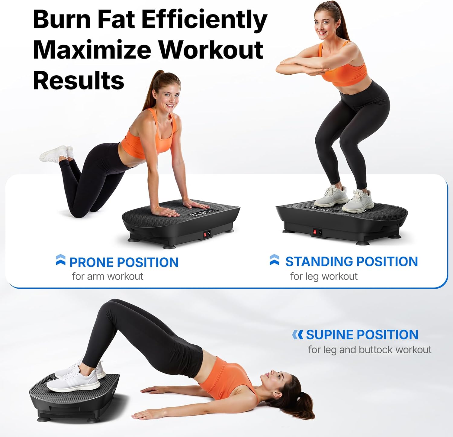 FOCOTOS Vibration Plate Exercise Machine, Curved Vibration Plate for Lymphatic Drainage Weight Loss, Vibrating Plate with Real-Time Calorie Tracking on LED Display, Workout Equipment for Home Women Men