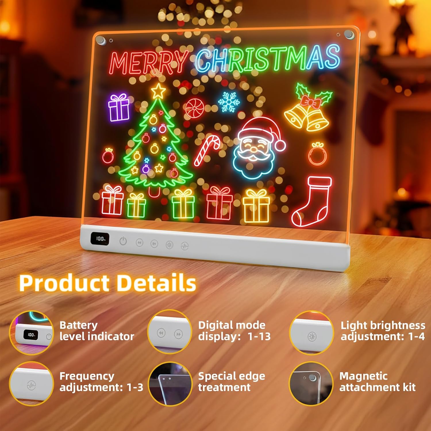 FOCOTOS Led Drawing Board with 13 Light Effects, 16" Rechargeable Glow Doodle LED Note Board with Colors, Neon Light Up Drawing Tablet Gifts for Kids for Easter Birthday Christmas Gift Ideas