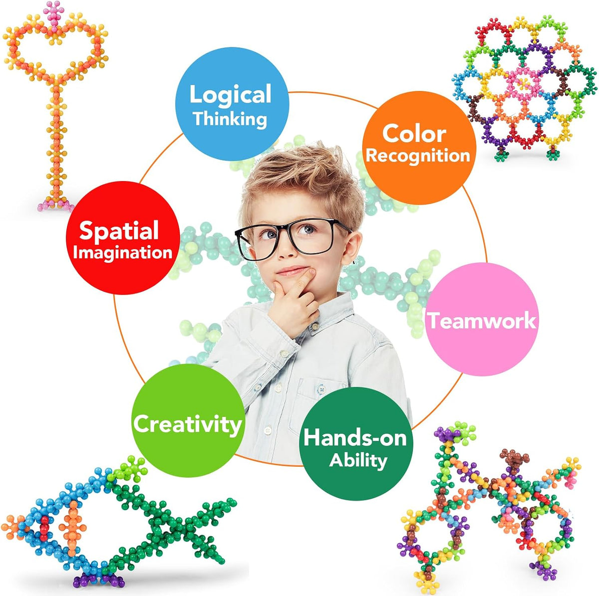 Antyman 200PCS Building Blocks Kids STEM Toys, Educational Building Toys | Interlocking Plastic Connect Block Manipulatives for Preschool Kids Aged 3+, Creativity Kid Toy Classroom Kindergarten Toys