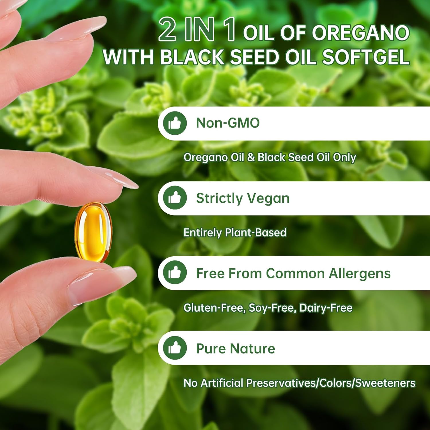 FOCOTOS Oil of Oregano with Black Seed Oil, 180 Count Oregano Oil Capsules with 4X Strength of Carvacrol and Thymoquinone, Non-GMO, Natural Herbal Health Supplement