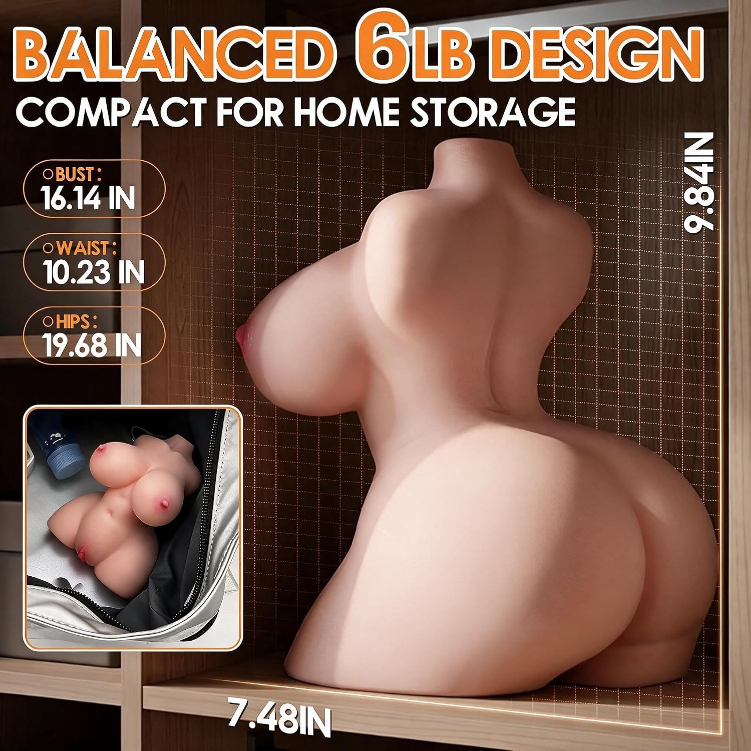 Antyman Sex Doll Torso Male Sex Toy with Bouncing Jiggly Boobs & Ass | Sex Dolls for Men Realistic Puffy Tight Juicy Pocket Pussy Vagina & Anal Mens Sex Toy, Masturbator Built-in Skeleton