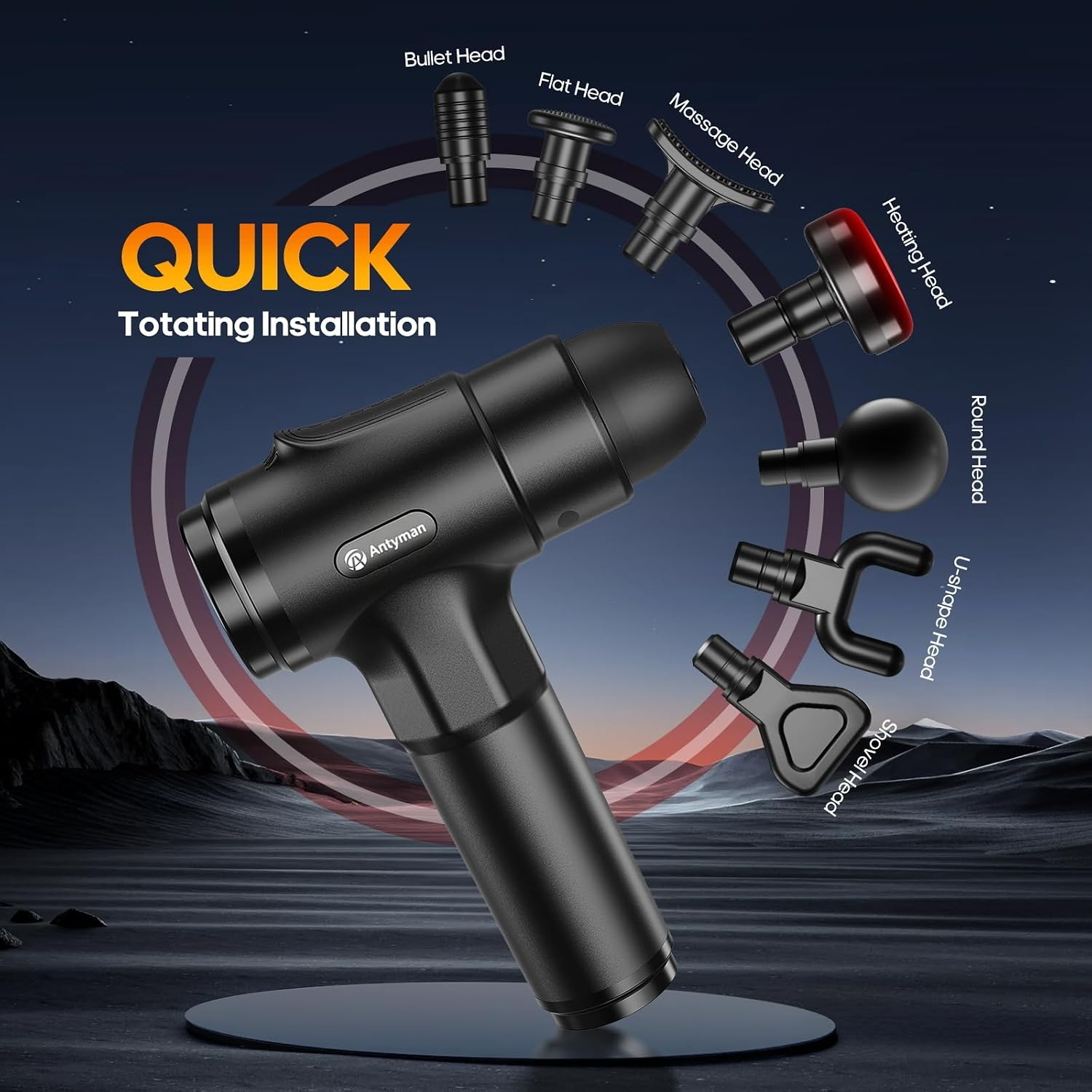 Antyman Massage Gun with Heat, Massager Deep Tissue Heat Muscle Massager Gun, Powerful Massage Gun for Home Office Workout Muscle Pain Relief with Suitcase Birthday Gift Ideas for Mom Dad Men Women
