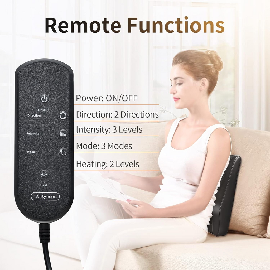 Antyman Back Massager with Heat, 3D Kneading Massage Pillow for Back, Neck, Shoulder, Leg Pain Relief Deep Tissue, Gifts for Women Men Mom Dad