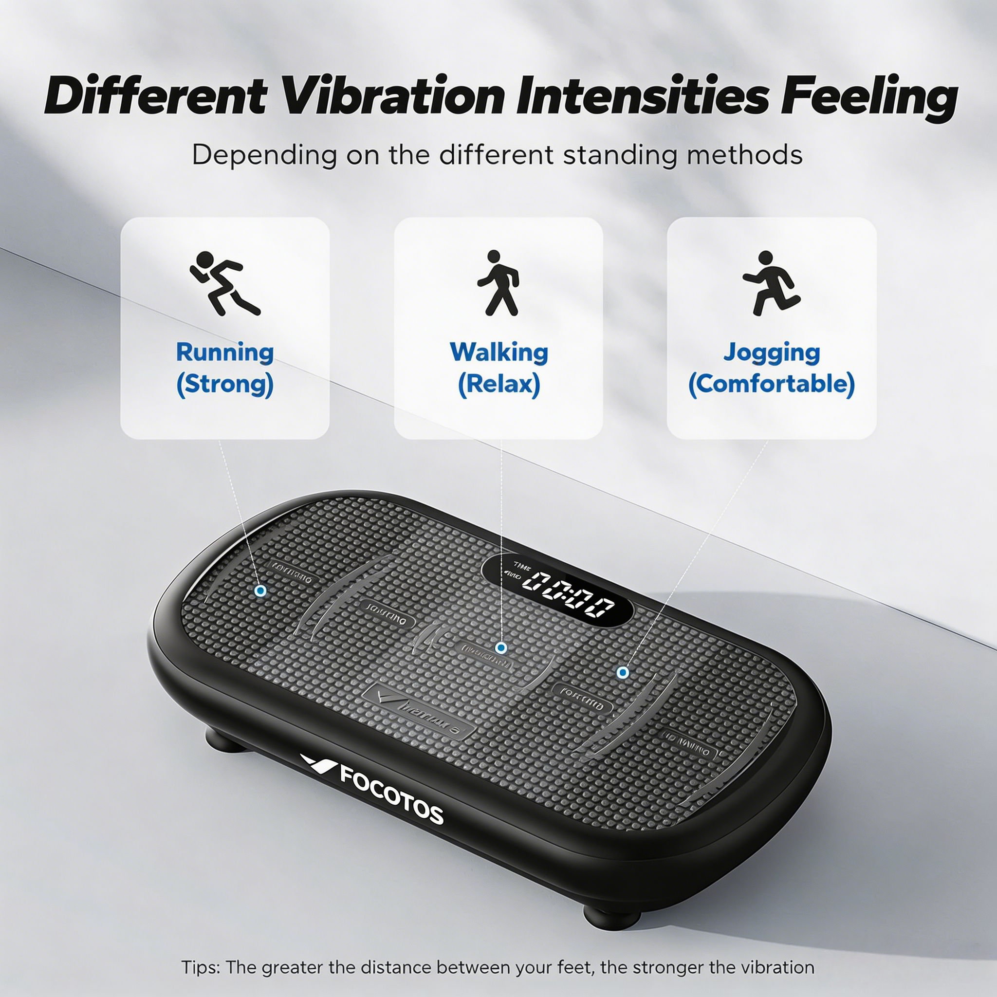 FOCOTOS Vibration Plate Exercise Machine, Vibration Plate 440 Lbs Capacity, Bluetooth and Silicone Pedal, Stimulate Deep Fat, Vibration Plate for Lymphatic Drainage, Vibrating for Weight Loss