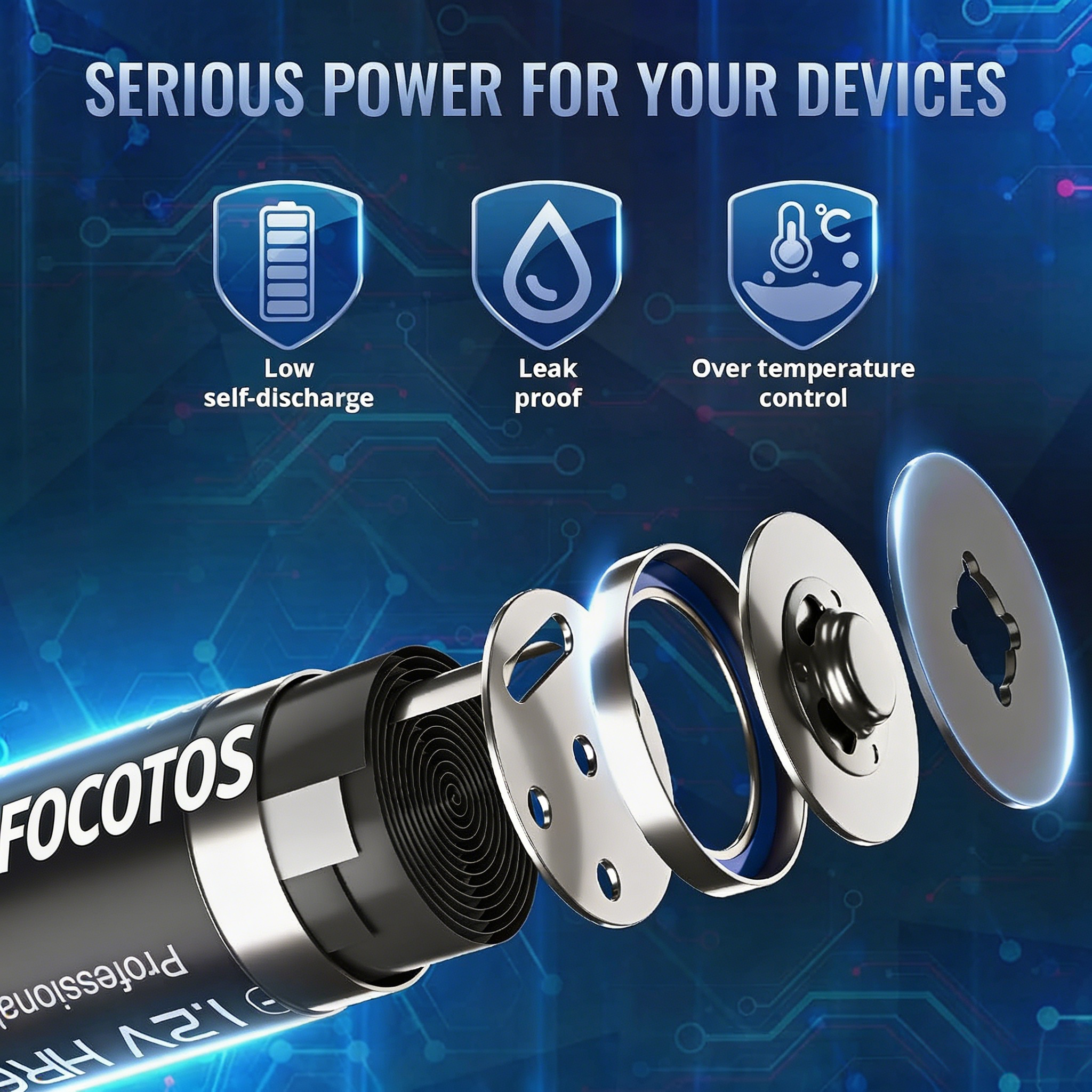 FOCOTOS AA Rechargeable Batteries 8 Pack, High Capacity 2800mAh 1200 Cycles 1.2V NiMH Rechargeable Battery AA