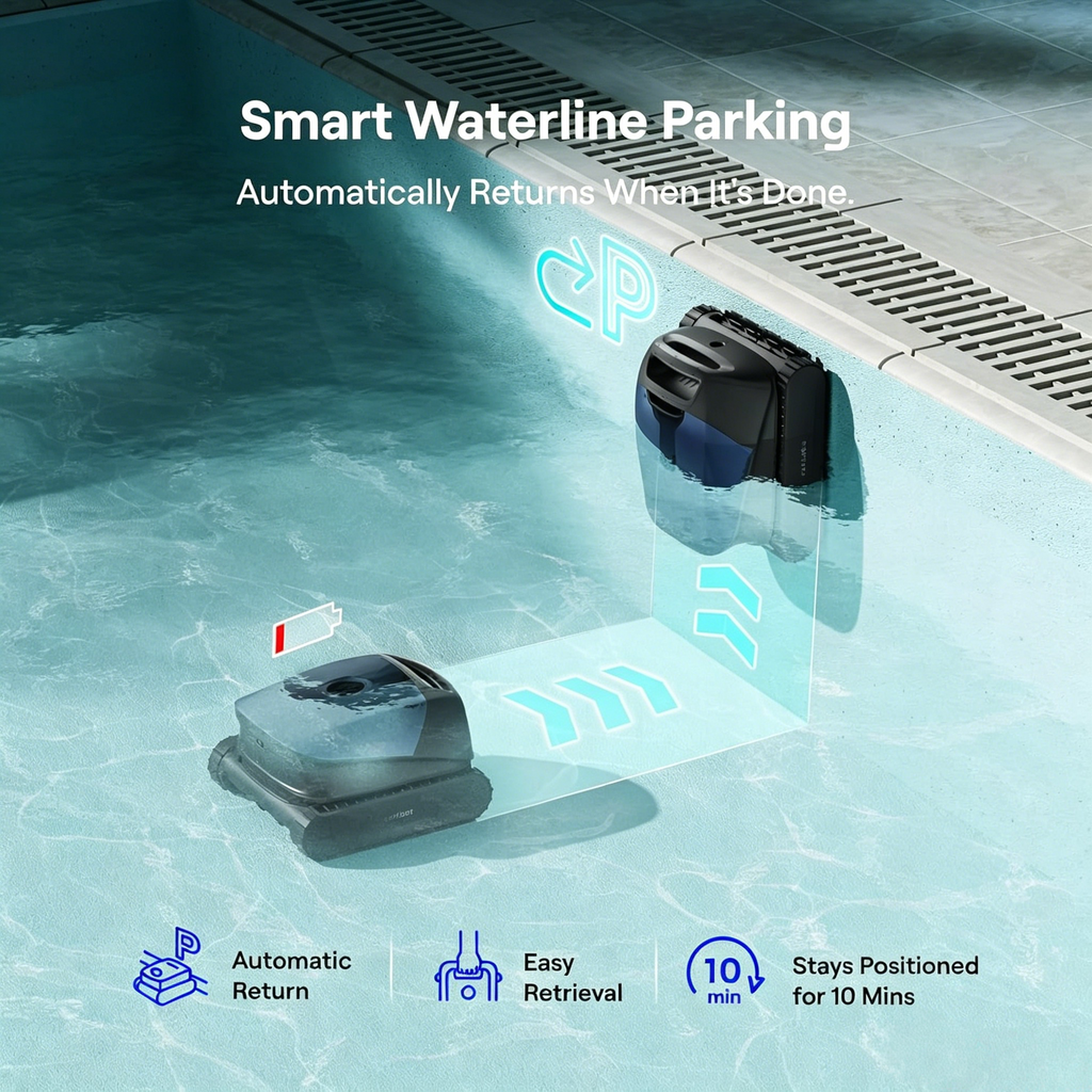 FOCOTOS Sora 10 Pool Vacuum Robot with Shallow Water Platform Cleaning - Royal Blue