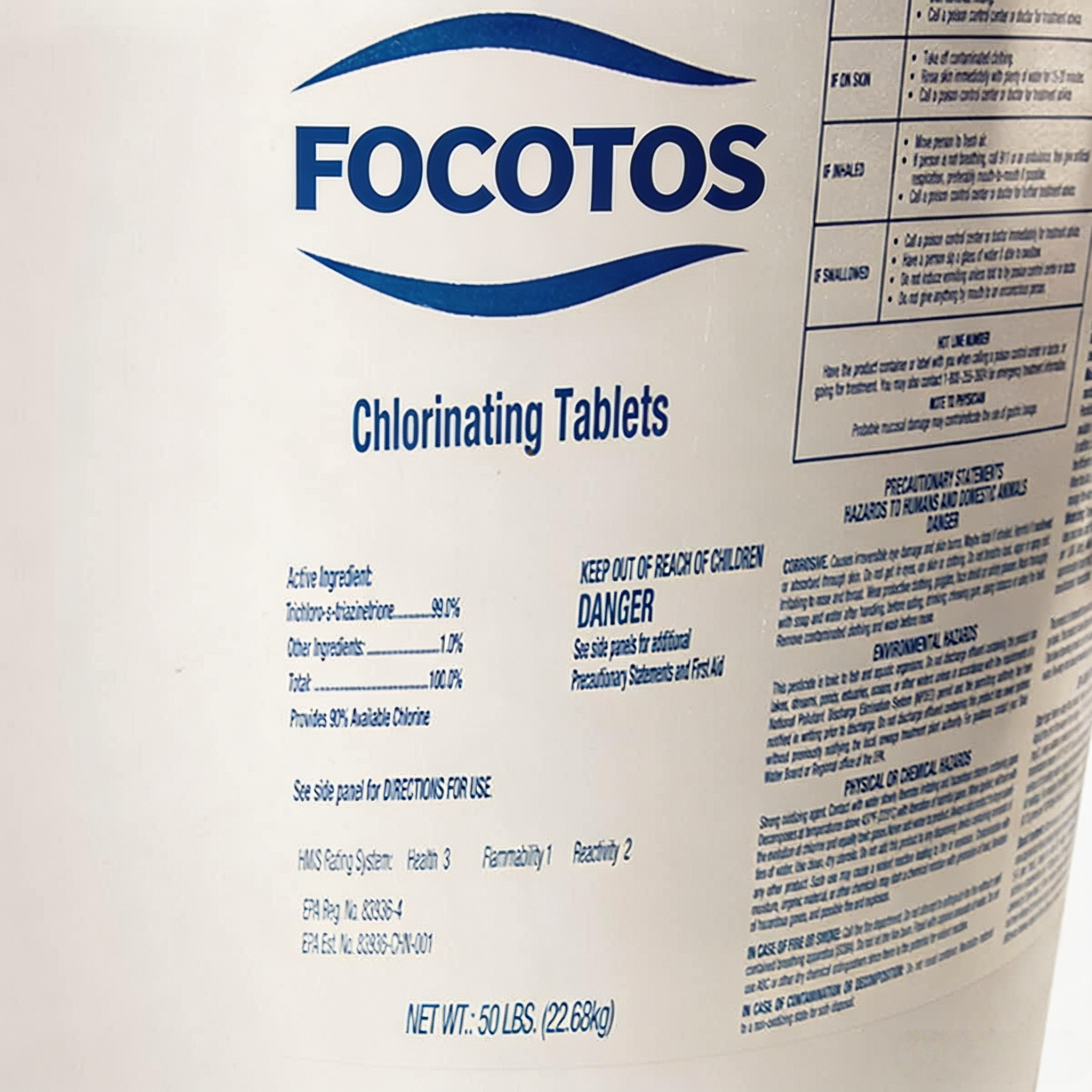 FOCOTOS Stabilized Chlorine Tablets for Swimming Pools | Easy to Use | for Above Ground or Inground Pool | Individually Wrapped Chlorinating Tabs | Slow Dissolving | 50 lbs