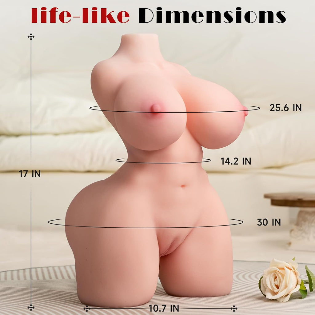Antyman Life Size Sex Doll Male Masturbator - 17.6LB Realistic Torso Sex Dolls 2:1 Hip-to-Waist Ratio Big Boobs & Soft Ass, Pocket Pussy Built-in Adjustable Skeleton Sex Toy for Men Masturbation