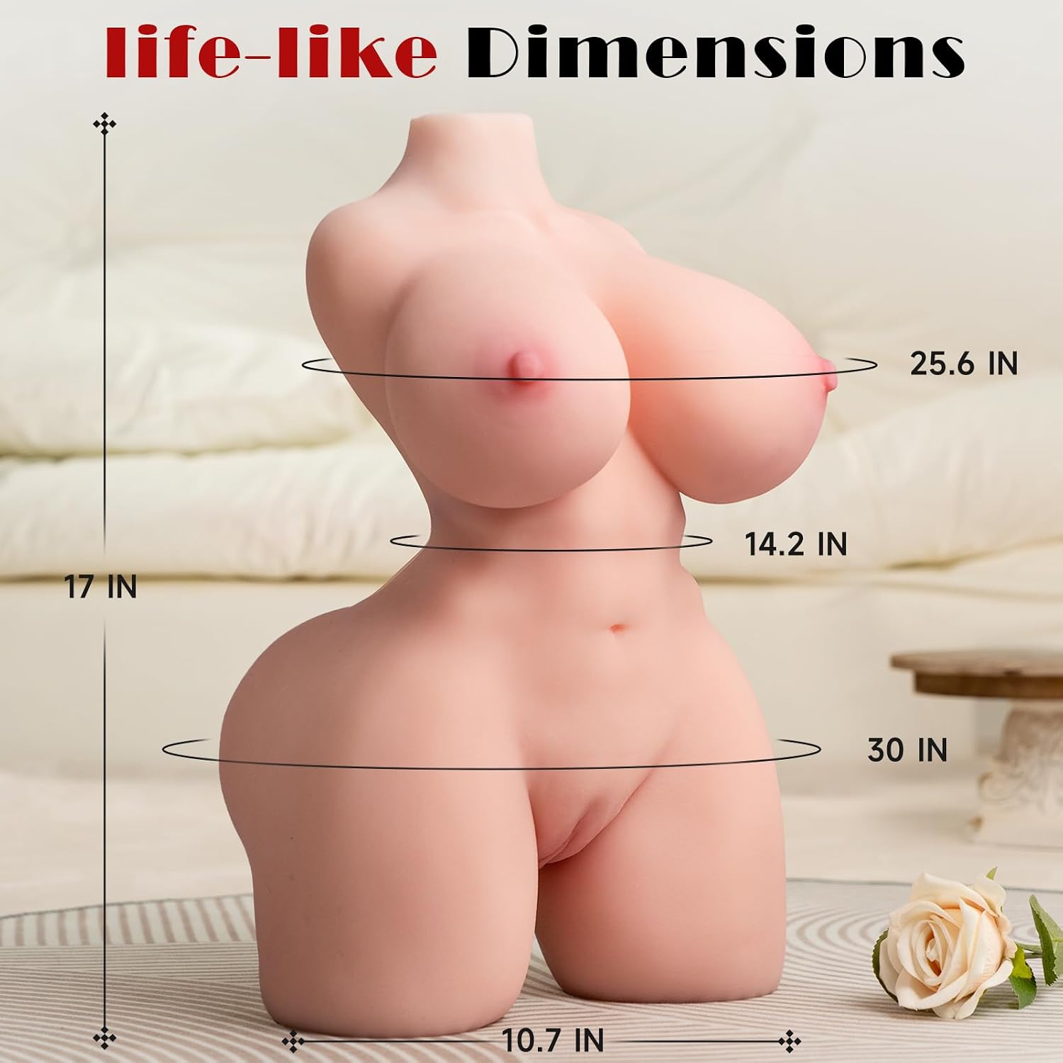 Antyman Life Size Sex Doll Male Masturbator - 17.6LB Realistic Torso Sex Dolls 2:1 Hip-to-Waist Ratio Big Boobs & Soft Ass, Pocket Pussy Built-in Adjustable Skeleton Sex Toy for Men Masturbation