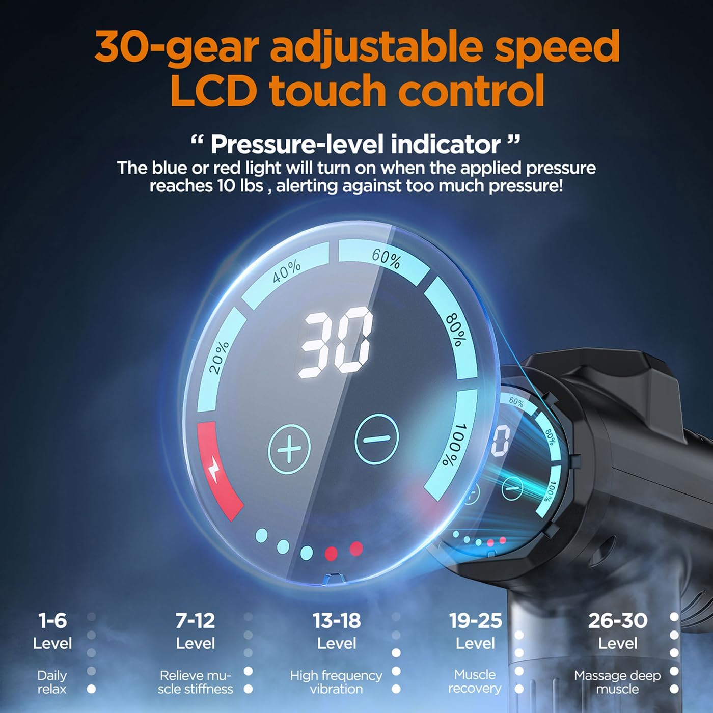 Antyman Massage Gun Deep Tissue, Portable Muscle Massage Device with 10 Massage Heads, 2026 Upgraded 30 Speeds Massager with LCD Touch Screen for Body Back Shoulder Muscle Relaxation