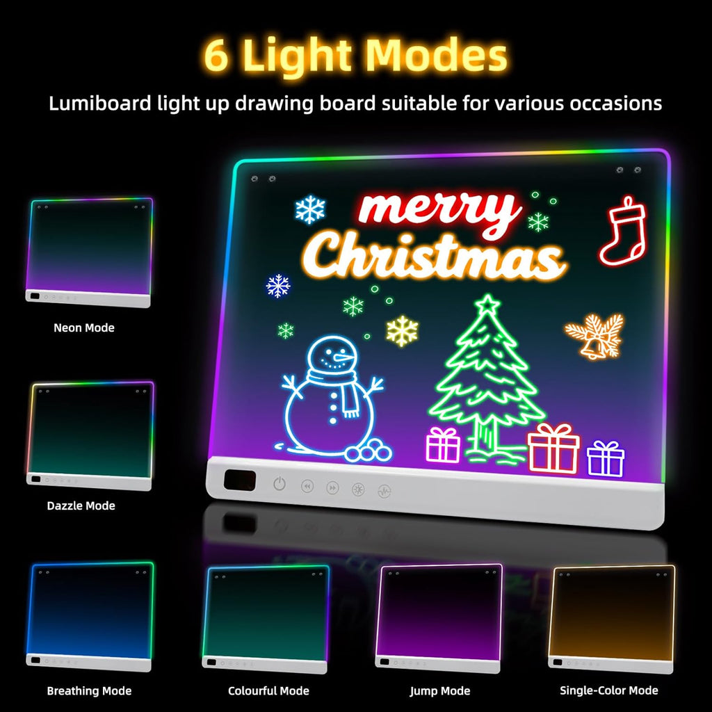 FOCOTOS Led Drawing Board with 13 Light Effects, 16" Rechargeable Glow Doodle LED Note Board with Colors, Neon Light Up Drawing Tablet Gifts for Kids for Easter Birthday Christmas Gift Ideas