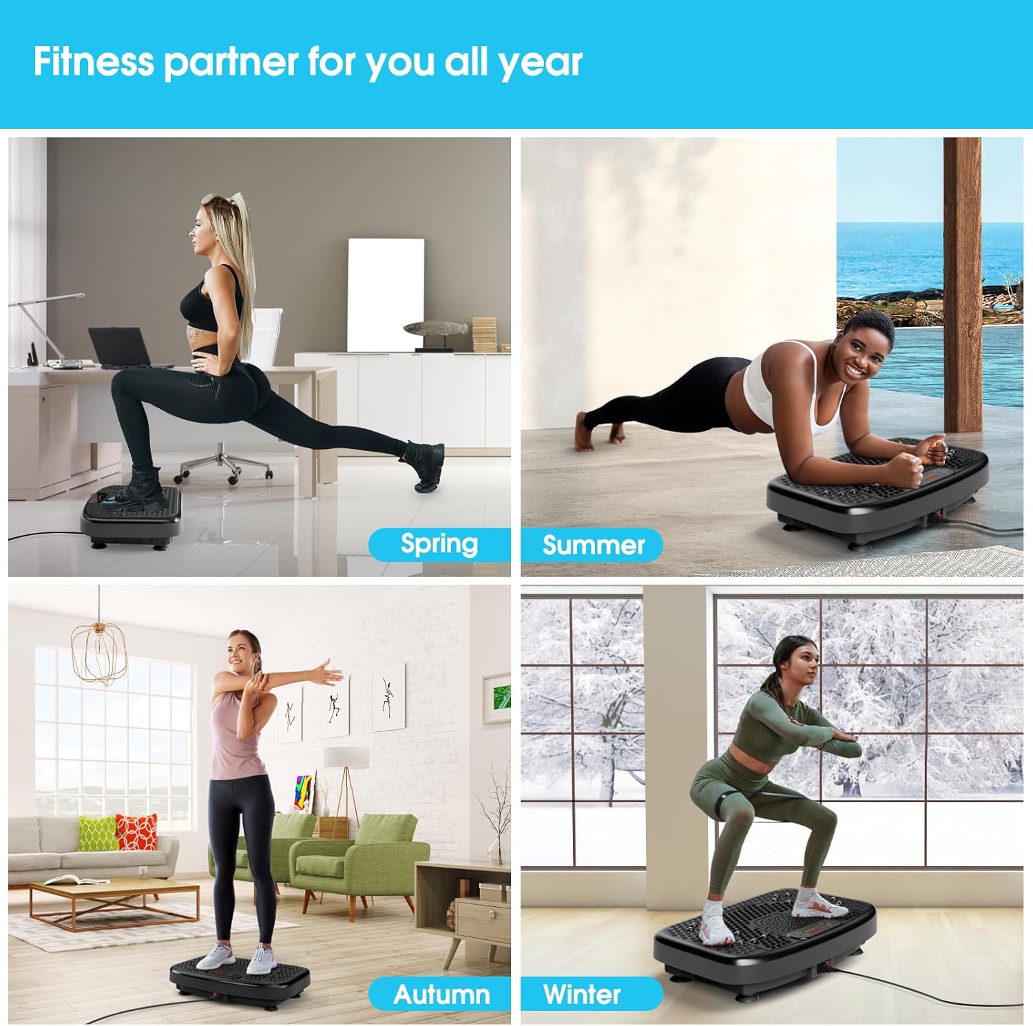 FOCOTOS Waver Vibration Plate Exercise Machine for Lymphatic Drainage Weight Loss,120 Speed Levels Vibrating Platform with Resistance Bands,Full-Body Workout Equipment for Muscle Activation