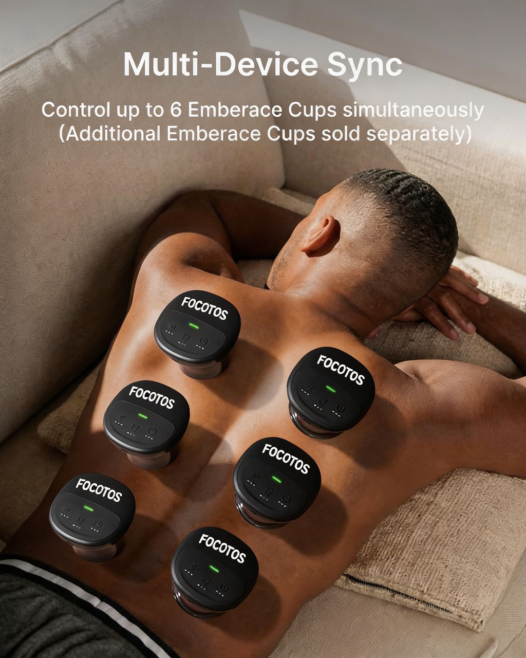 FOCOTOS Emberace Cup Smart Cupping Massager with 850nm Infrared Heating and 3 Suction Levels up to -55KPa, Rechargeable Multi-Device Sync, 70 min Runtime, 3 Heads & Storage Pouch, Gifts for Men Women