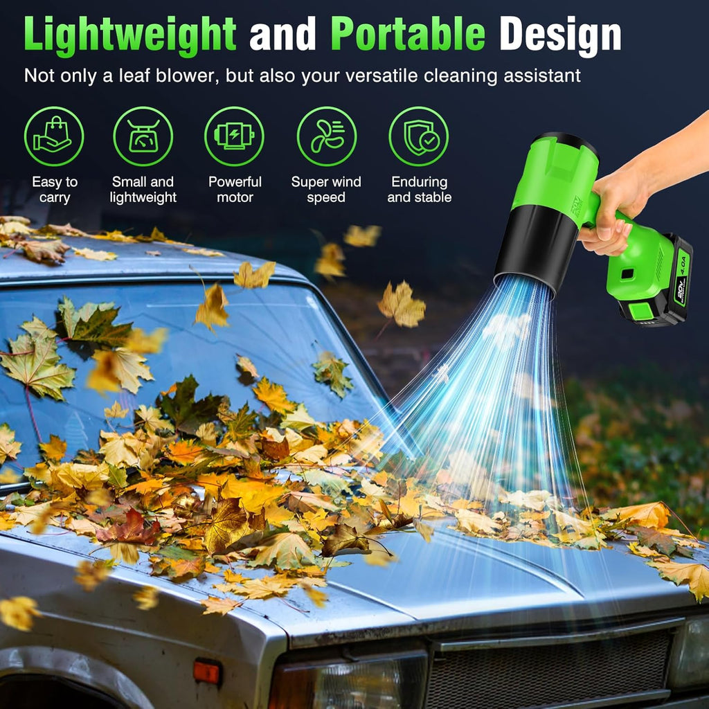 Antyman Leaf Blower Cordless, Handheld Leaf Blower with 2 X 4.0Ah Battery and Charger, Snow Blower with 6 Speed Modes, Lightweight Blowers for Lawn Care, Patio, Yard, Blowing Snow, Leaves, Dust