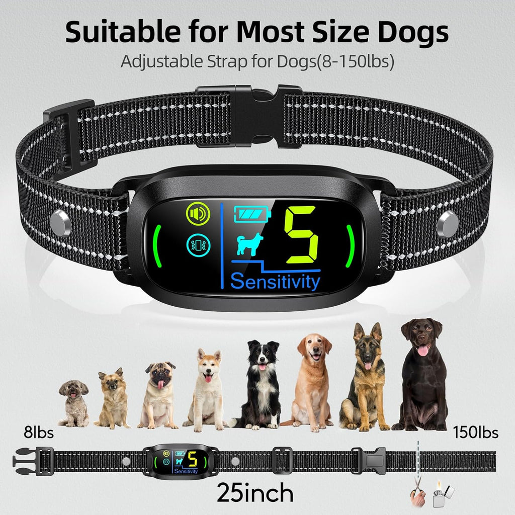 Antyman Dog Bark Collar, Rechargeable Smart Collar, Anti Barking Training Collar with 5 Adjustable Sensitivity Beep Vibration, Bark Collar for Large Medium Small Dogs (Black)