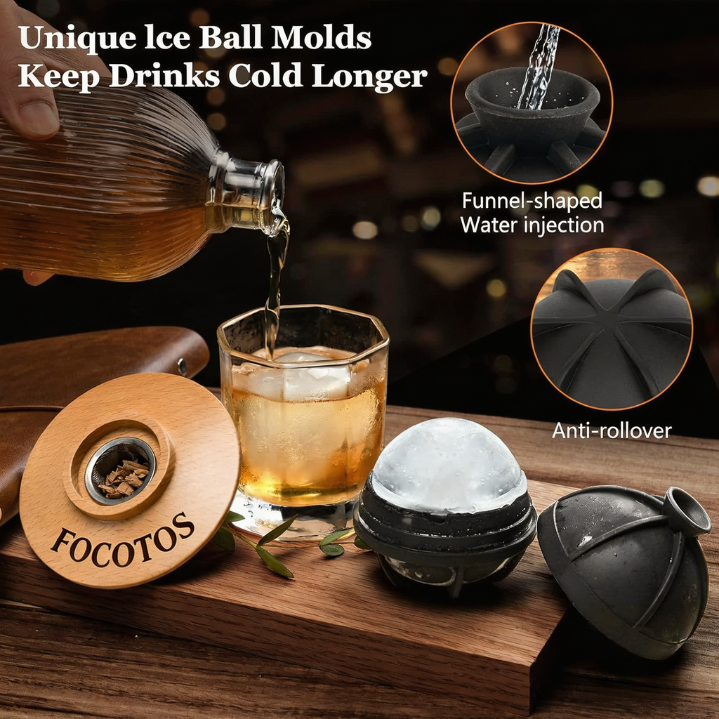FOCOTOS Cocktail Smoker Kit with Torch – 6 Flavors Wood Chips – Bourbon, Whiskey Smoker Infuser Kit, Old Fashioned Drink Smoker Kit, Birthday Bourbon Whiskey Gifts for Men, Dad, Husband (Without Butane)