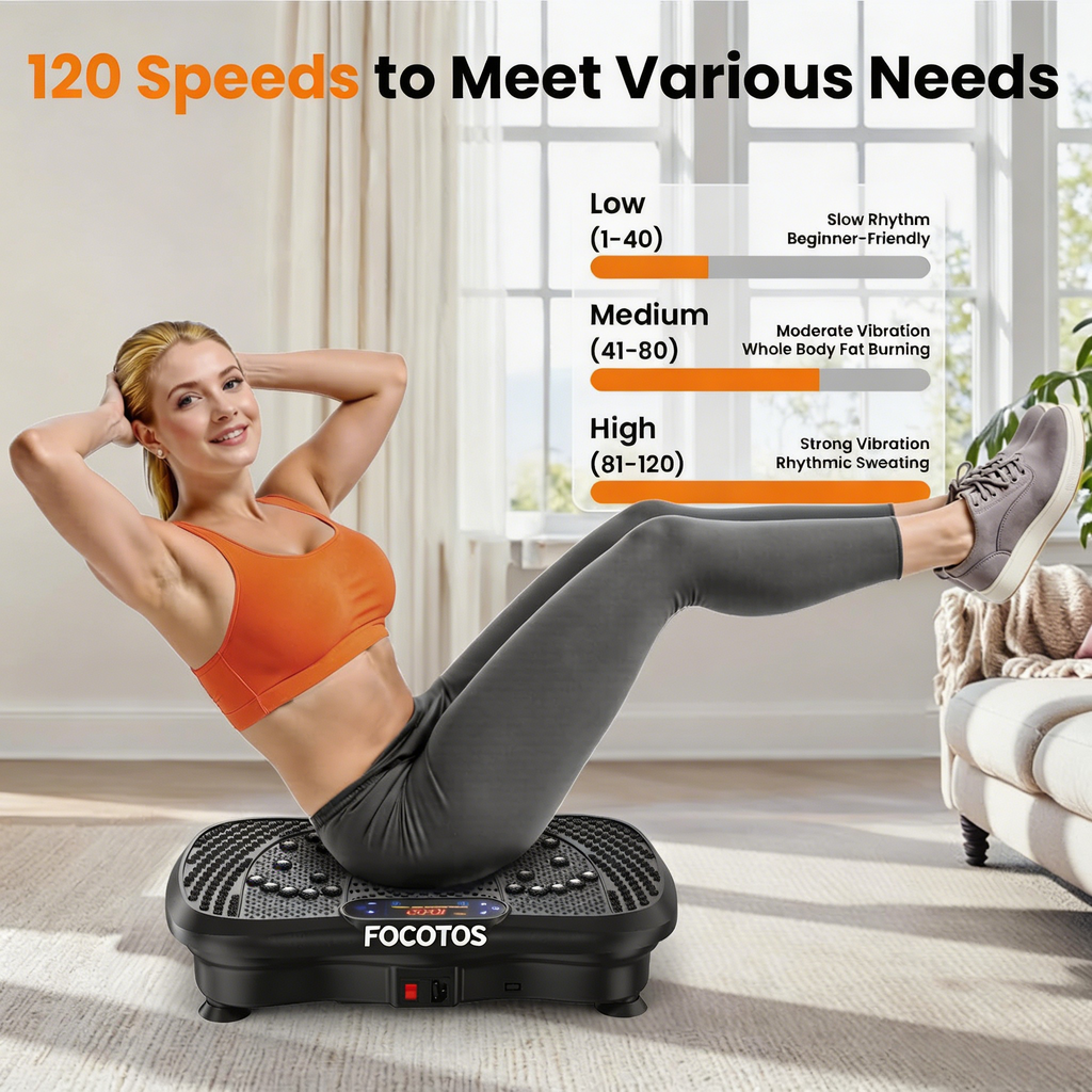 FOCOTOS Vibration Plate Fitness Platform Exercise Machine Vibrating Shaking Full Body Shaker Workout Vibrate Stand Shake Board Sport for Weight Loss Fat Burner for Gym Home Office