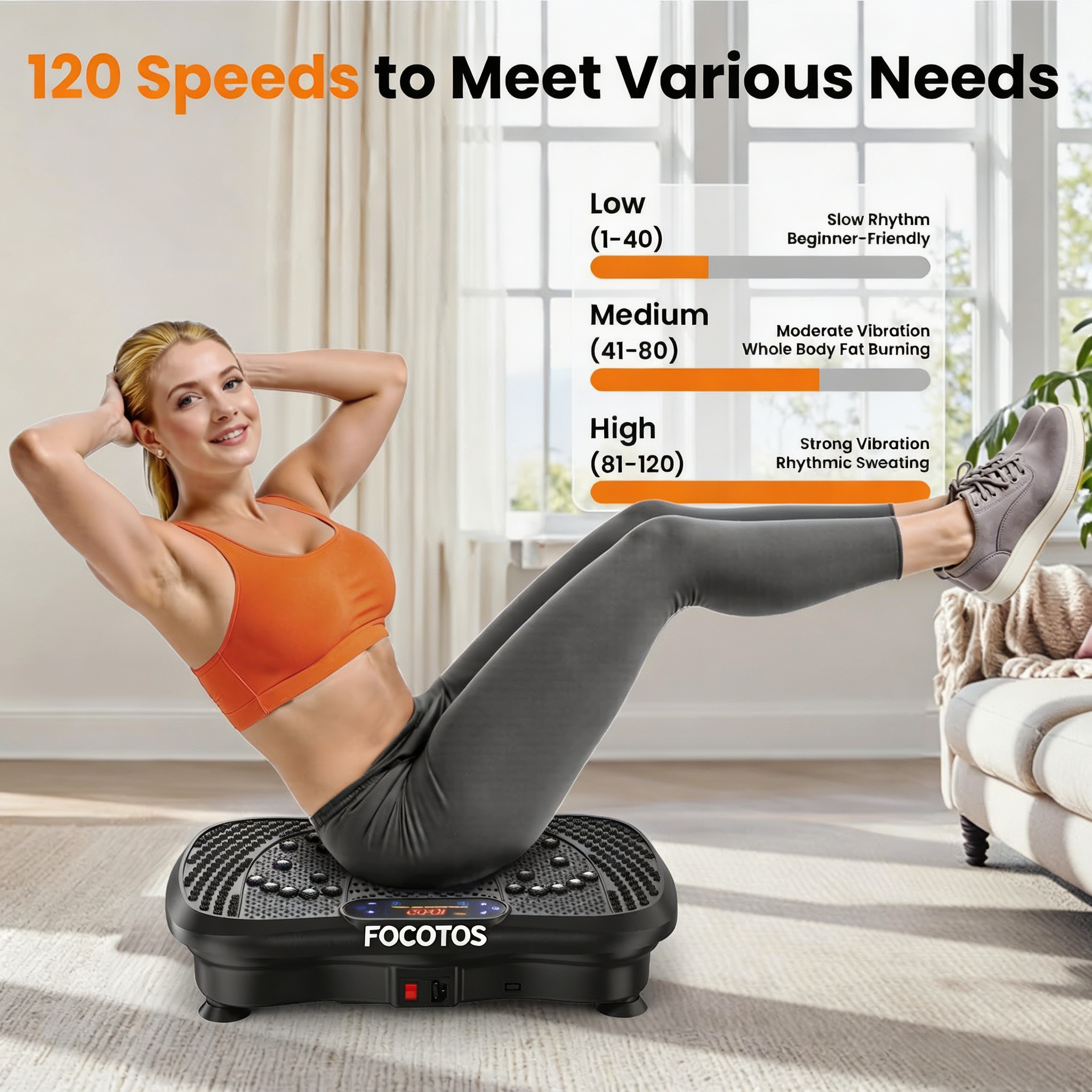 FOCOTOS Vibration Plate Fitness Platform Exercise Machine Vibrating Shaking Full Body Shaker Workout Vibrate Stand Shake Board Sport for Weight Loss Fat Burner for Gym Home Office