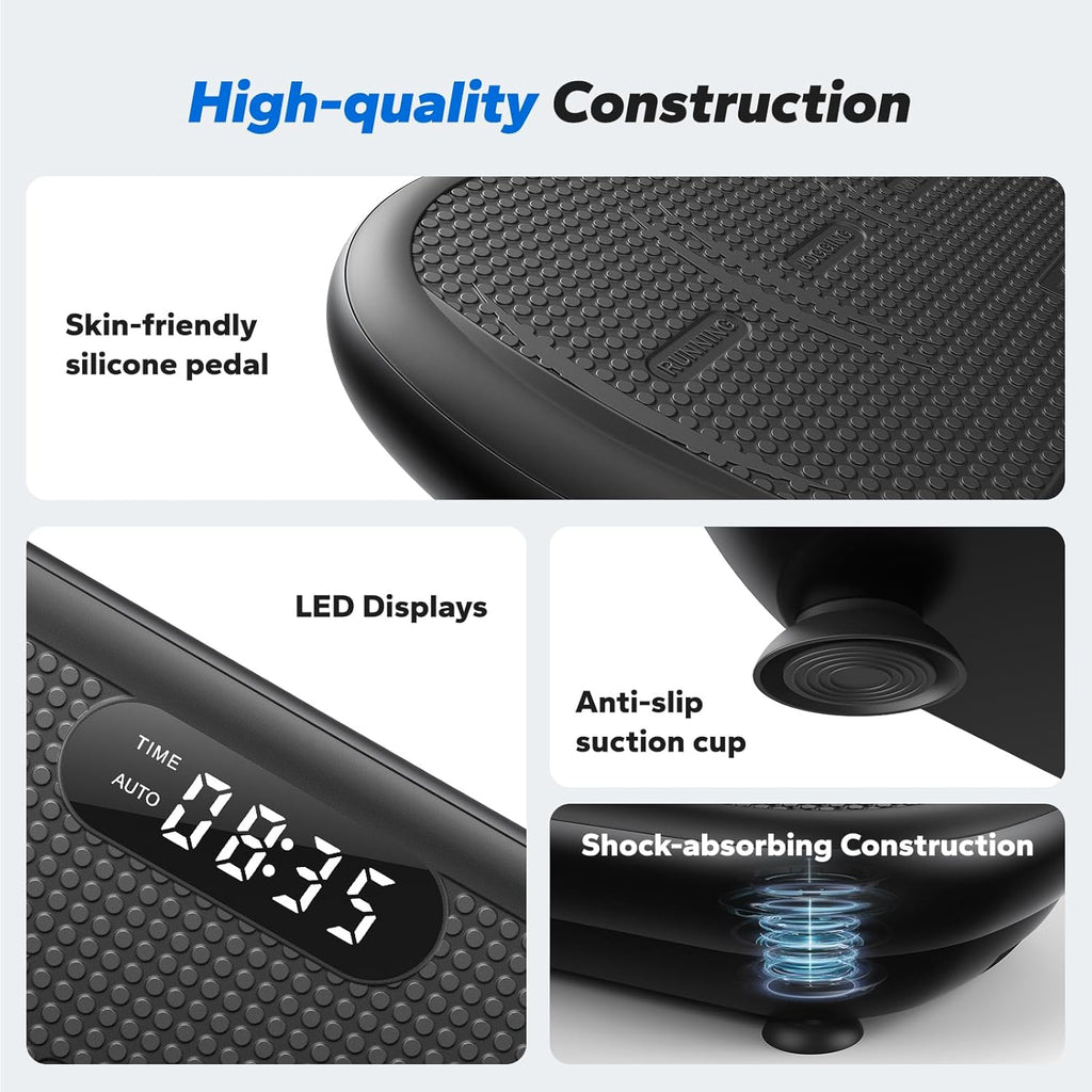 FOCOTOS Vibration Plate Exercise Machine, Vibration Plate 440 Lbs Capacity, Bluetooth and Silicone Pedal, Stimulate Deep Fat, Vibration Plate for Lymphatic Drainage, Vibrating for Weight Loss
