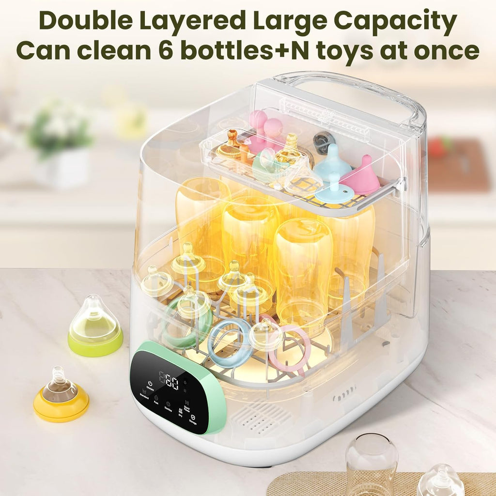 FOCOTOS Upgraded Bottle Washer Pro, All-in-One Baby Bottle Washer and Sterilizer & Dryer, Cleaning Machine for Bottles, Pump Parts & Baby Essentials, Replaces Hand Washing, Mothers Day Gifts for Women