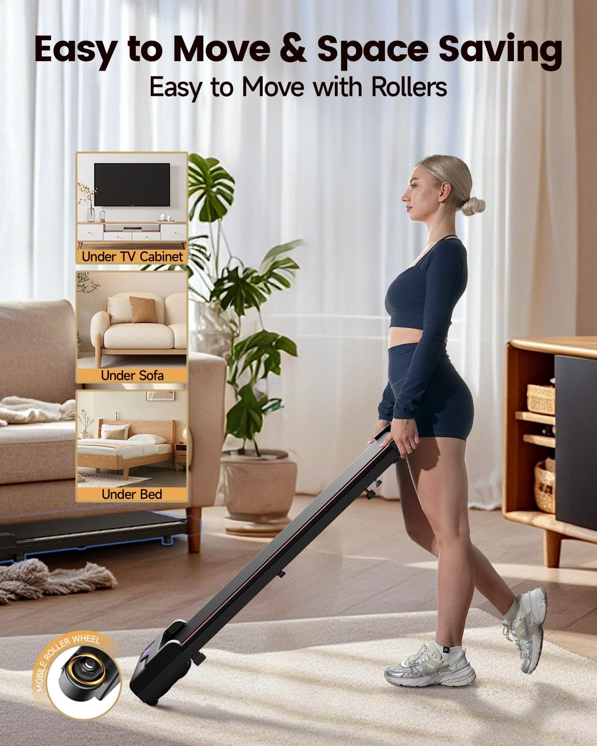 Antyman Walking Pad Treadmill for Home - Under Desk Treadmills Portable Mini Compact Walk Pads for Small Spaces Office Indoor Apartment Floor Flat Running Machine with Remote Quiet Lightweight
