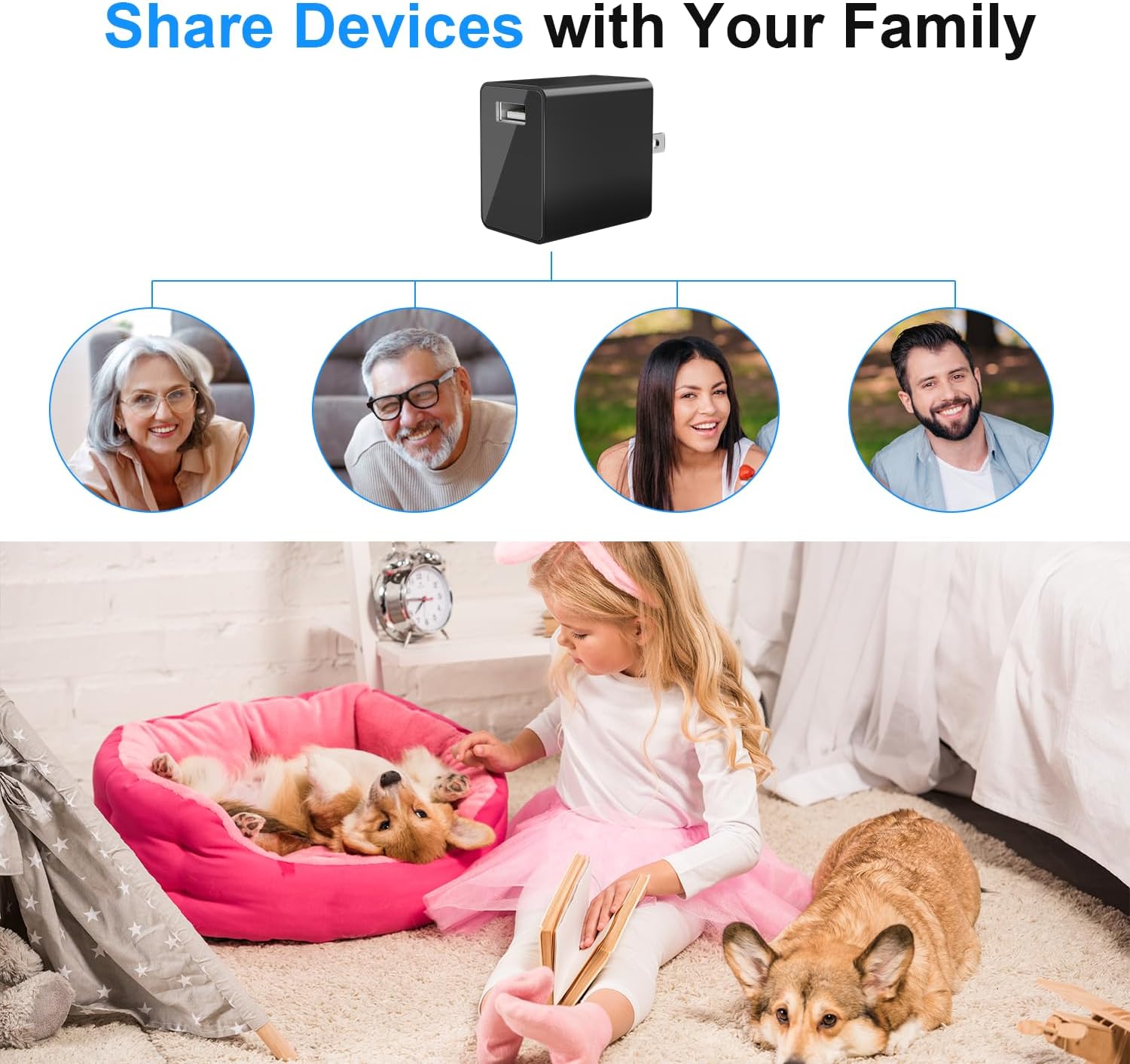 Antyman Small Wireless Camera with USB Charger - Full HD 1080P - Mini Security Cam for Indoor Use - Cloud Storage