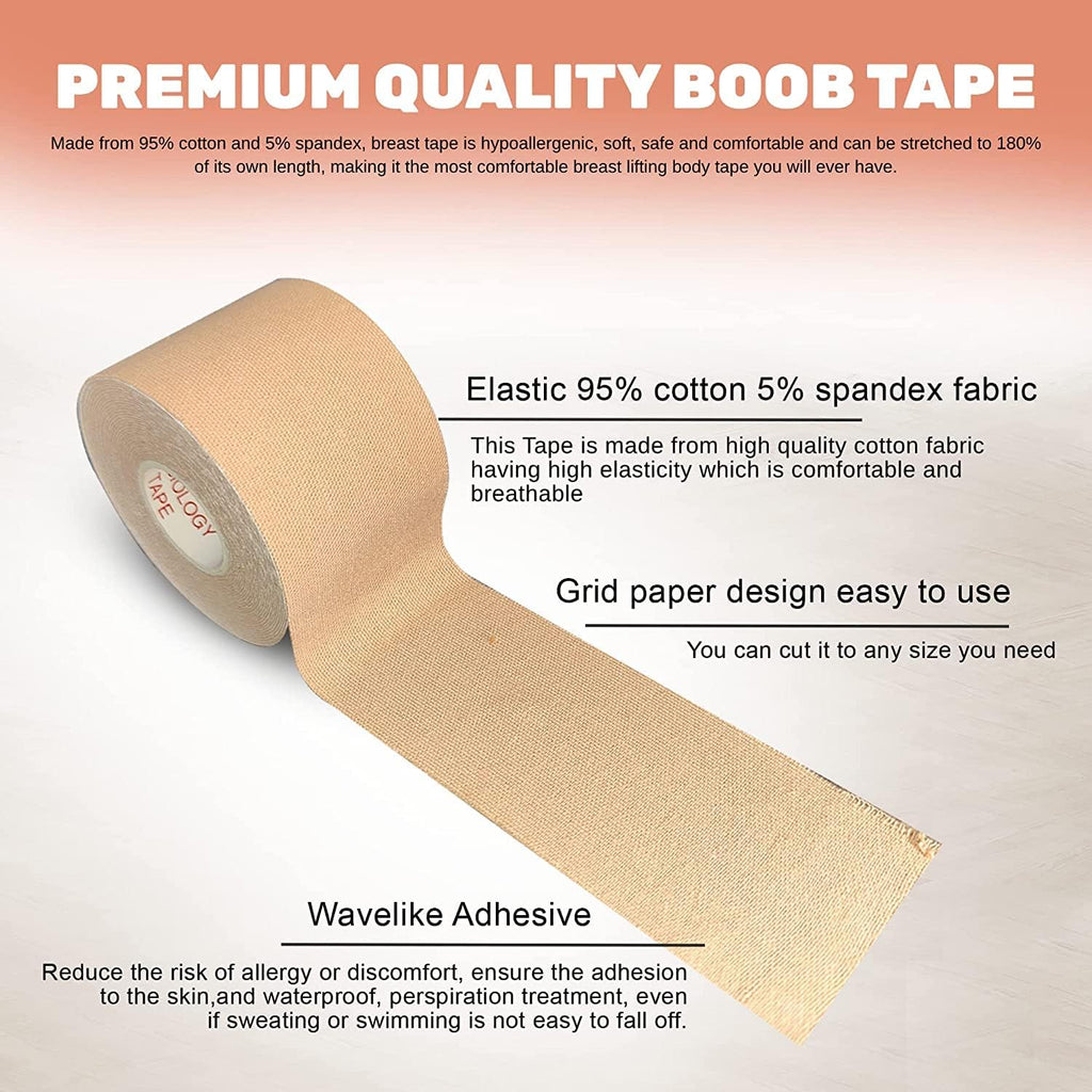 Antyman Boob Tape - Strapless, Large Breasts, 2 Pcs Nipple Covers, Longer Tape Rolls