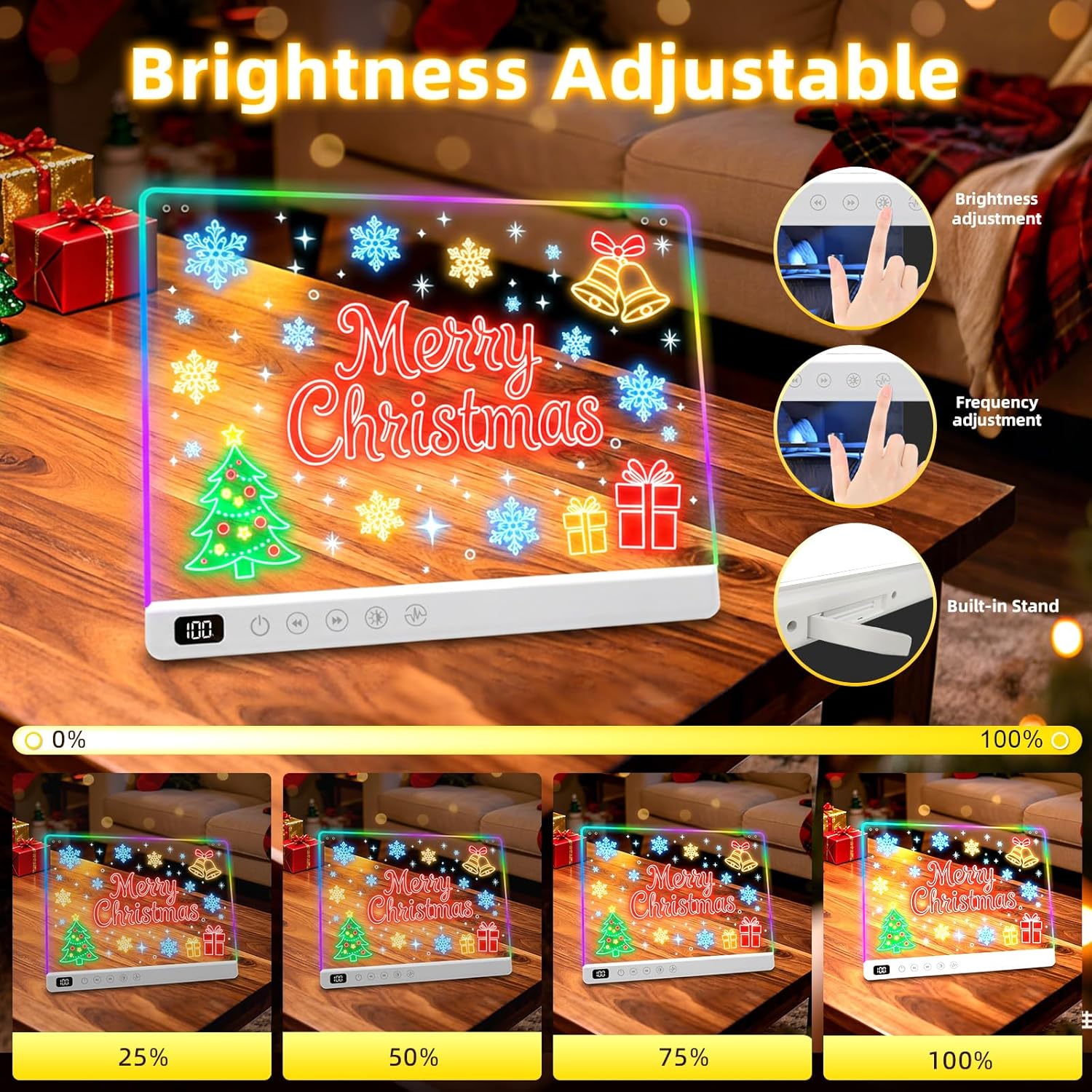 FOCOTOS Led Drawing Board with 13 Light Effects, 16" Rechargeable Glow Doodle LED Note Board with Colors, Neon Light Up Drawing Tablet Gifts for Kids for Easter Birthday Christmas Gift Ideas