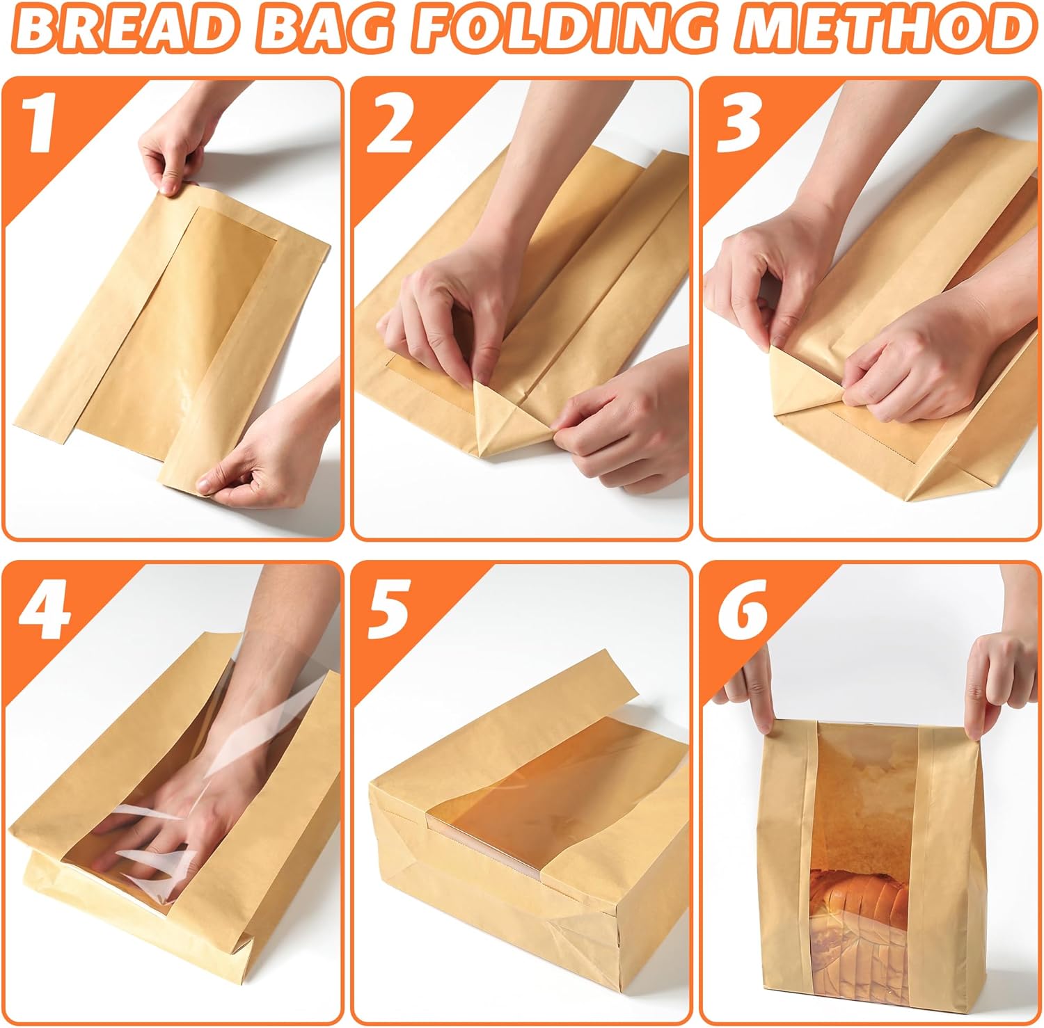 FOCOTOS 50 Pcs Bread Bags for Homemade Bread, Sourdough Paper With Window, 50% Thicker 13.7x8.2x3.7in A Large Bakery Bags Used for Storage Cookies & Snacks, 60 Cute Sealing Stickers With Ties