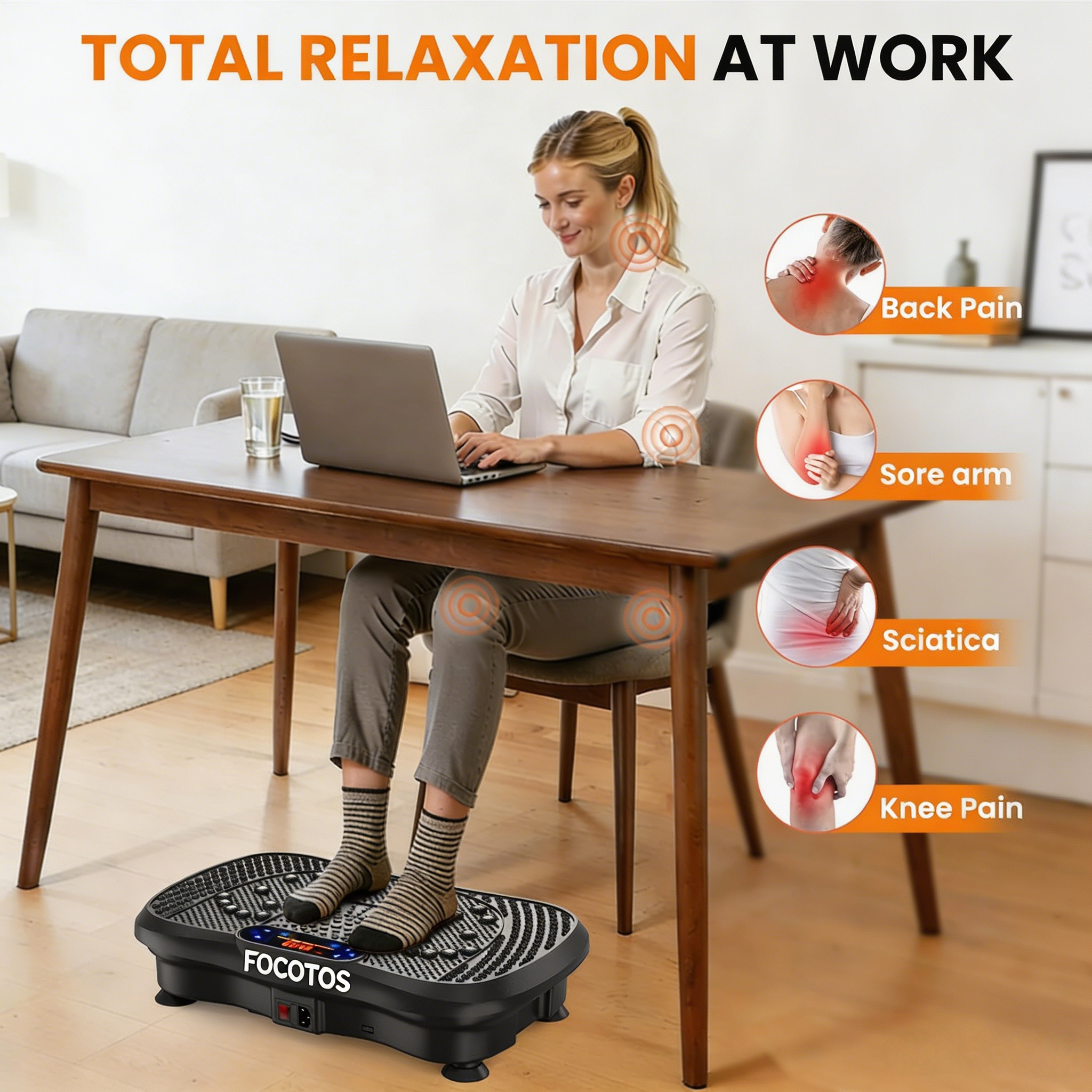 FOCOTOS Vibration Plate Fitness Platform Exercise Machine Vibrating Shaking Full Body Shaker Workout Vibrate Stand Shake Board Sport for Weight Loss Fat Burner for Gym Home Office
