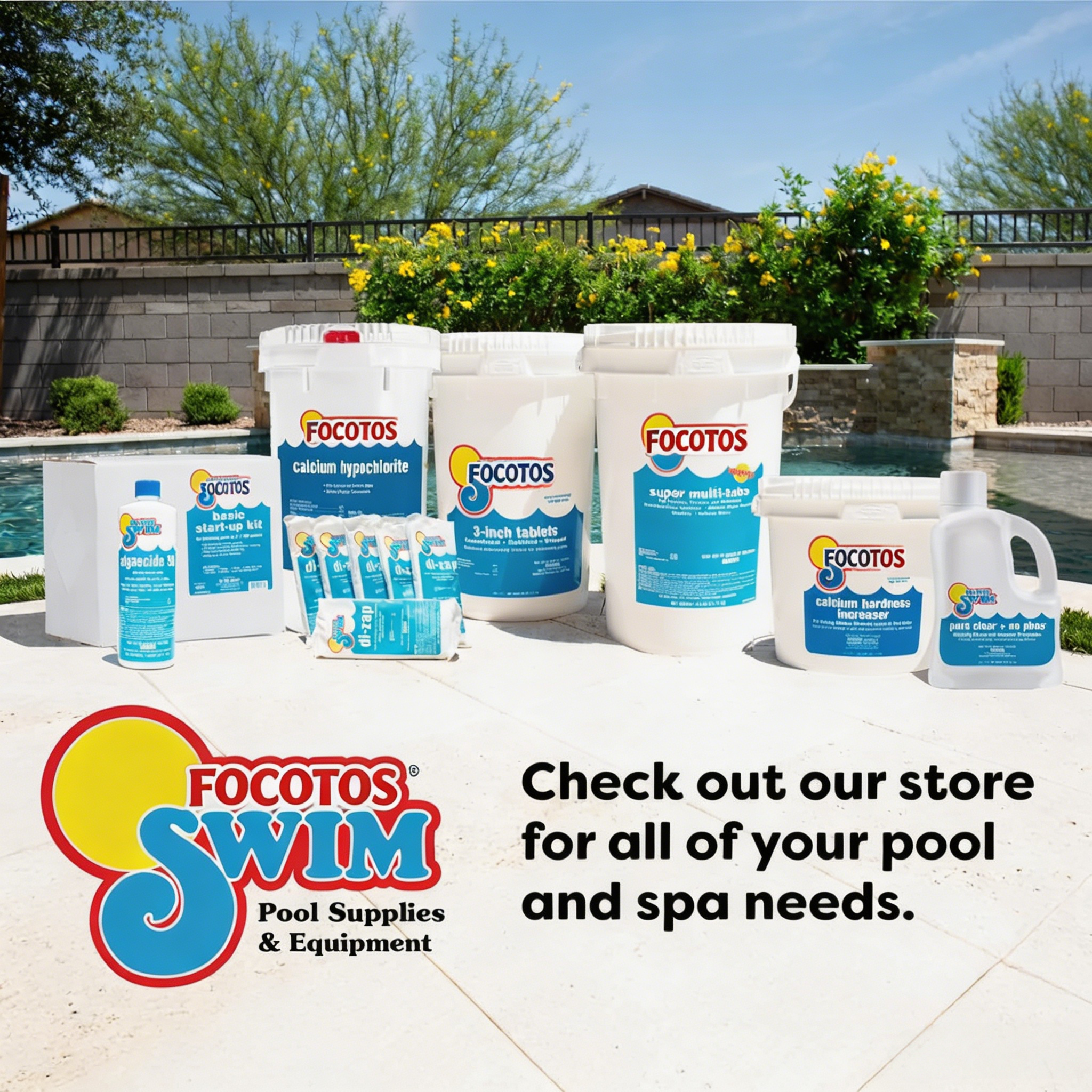 FOCOTOS Pool Shock – 68% Cal-Hypo Granular Sanitizer for Crystal Clear Water – Defends Against Bacteria, Algae, and Microorganisms - 6 X 1 Pound