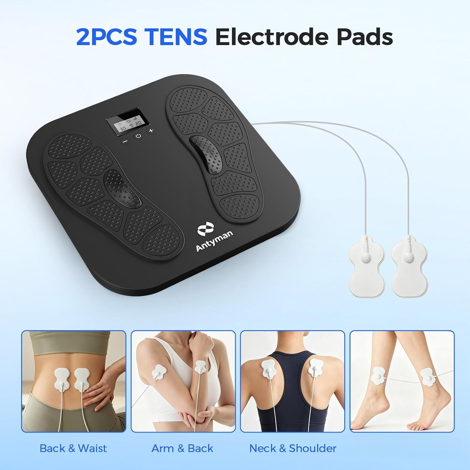 Antyman EMS Foot Massager for Neuropathy, Plantar Fasciitis and Pain Relief | Rechargeable TENS Foot Stimulator with 10 Modes 20 Intensities, 2 TENS Unit Muscle Circulation Stimulator ,Gifts for Mom Dad