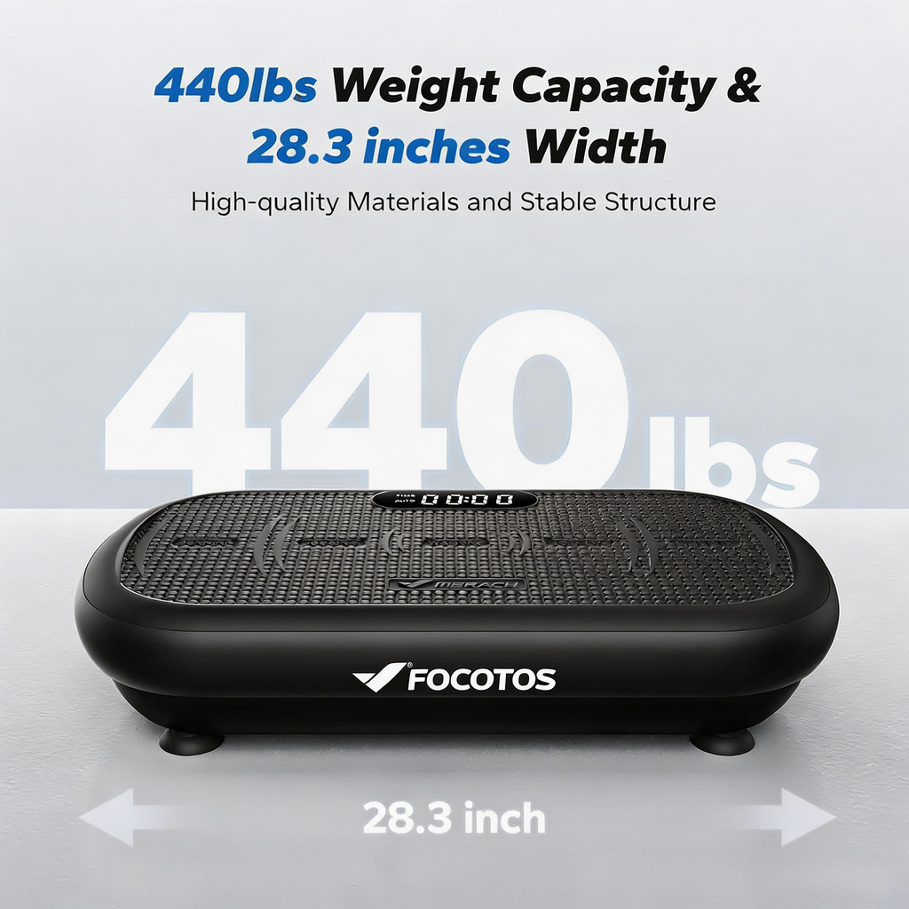 FOCOTOS Vibration Plate Exercise Machine, Vibration Plate 440 Lbs Capacity, Bluetooth and Silicone Pedal, Stimulate Deep Fat, Vibration Plate for Lymphatic Drainage, Vibrating for Weight Loss