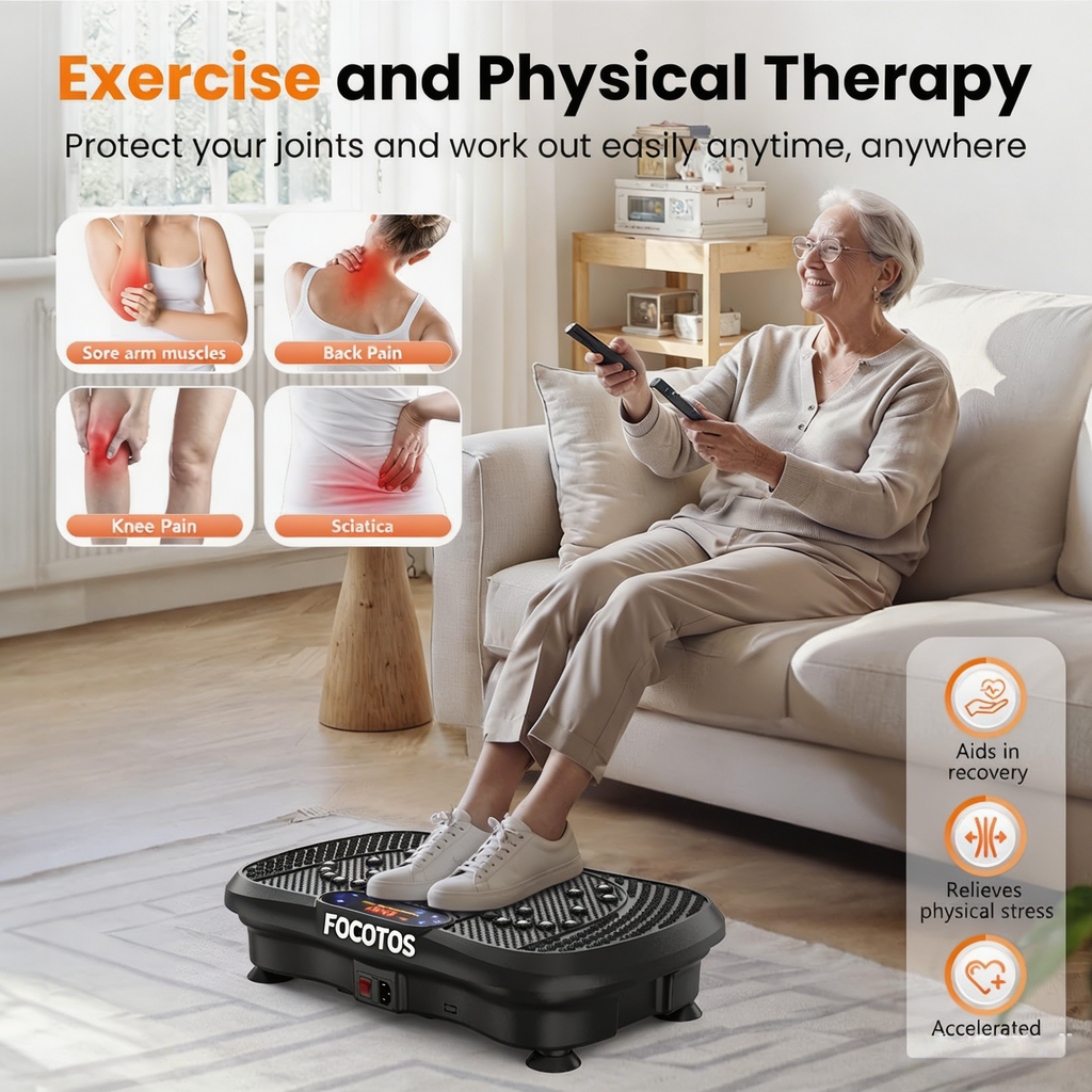 FOCOTOS Vibration Plate Fitness Platform Exercise Machine Vibrating Shaking Full Body Shaker Workout Vibrate Stand Shake Board Sport for Weight Loss Fat Burner for Gym Home Office