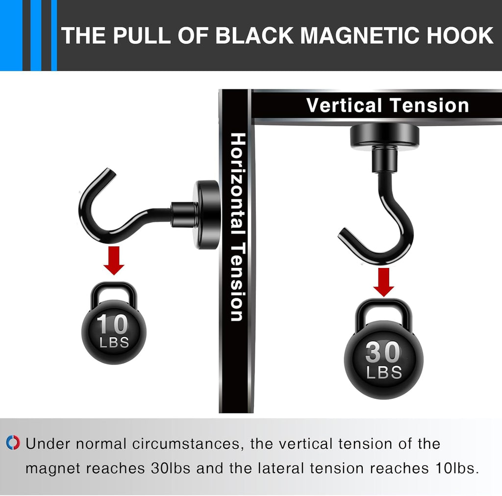 FOCOTOS Magnetic Hooks, 12 Pack 30lbs+ Magnet Hook 2026 Cruise Cabin Ship Essentials Heavy Duty Strong Magnets Refrigerator Fridge Hanging for Classroom Beach Vacation Kitchen Grills (Black)