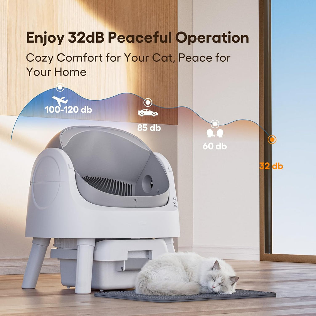 FOCOTOS Self Cleaning Cat Litter Box, Automatic Litter Box for Multiple Cats, Integrated Safety Protection with Open-Top Design