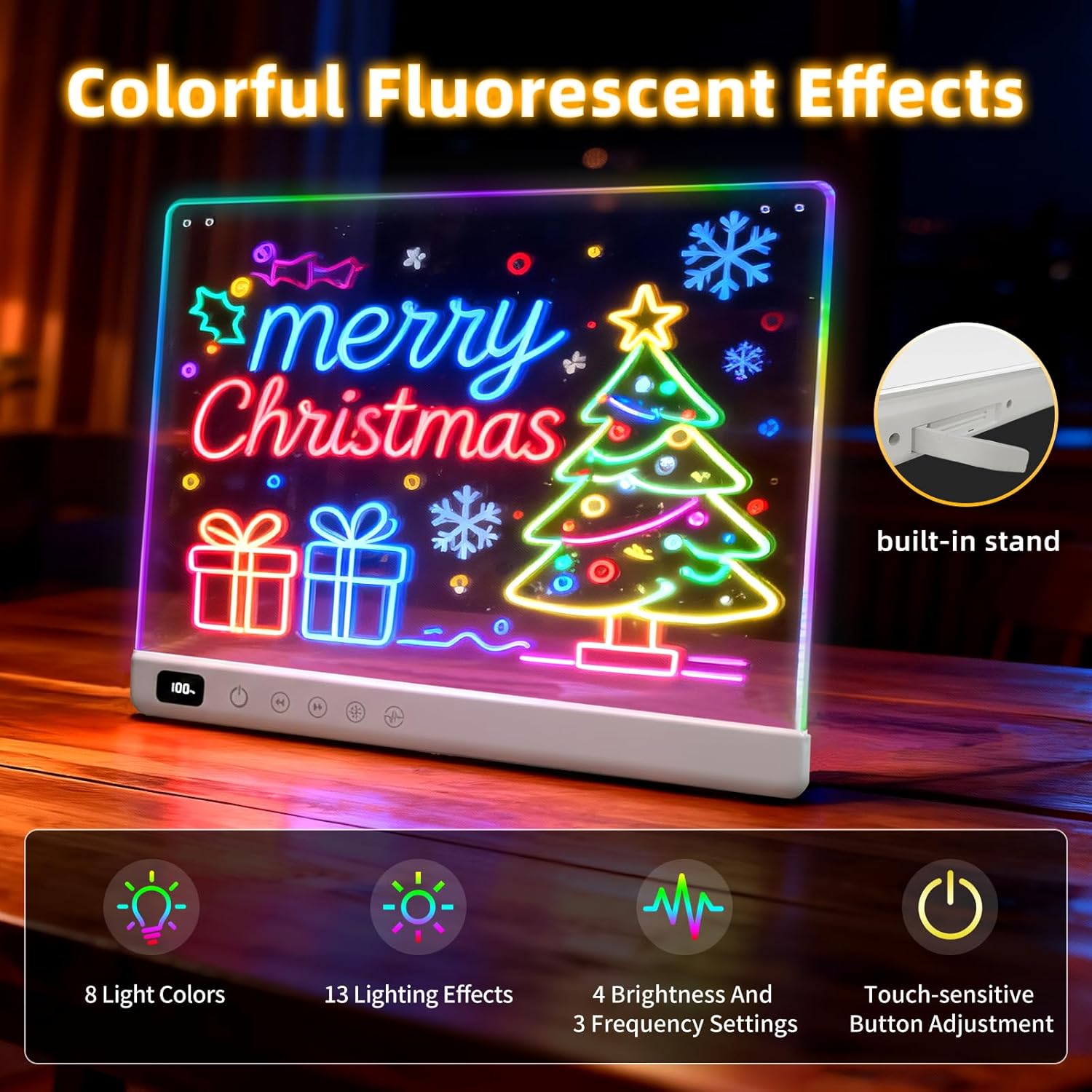 FOCOTOS Led Drawing Board with 13 Light Effects, 16" Rechargeable Glow Doodle LED Note Board with Colors, Neon Light Up Drawing Tablet Gifts for Kids for Easter Birthday Christmas Gift Ideas