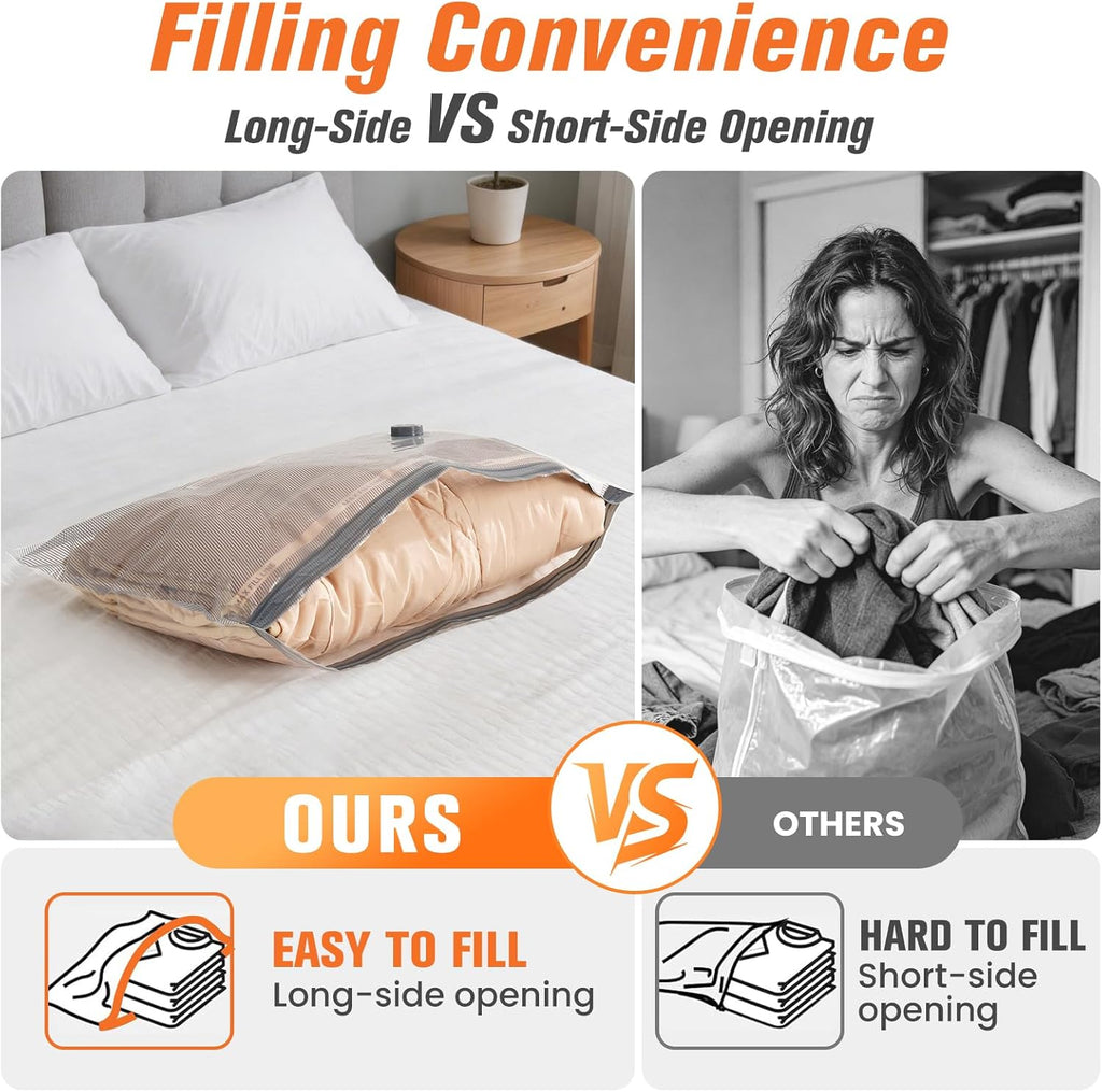 FOCOTOS 15 Pack Vacuum Storage Bags for Travel with Cordless Pump, Space Saver Bags for Clothes, Compression Packing Bags for Luggage, 15 Combo Size