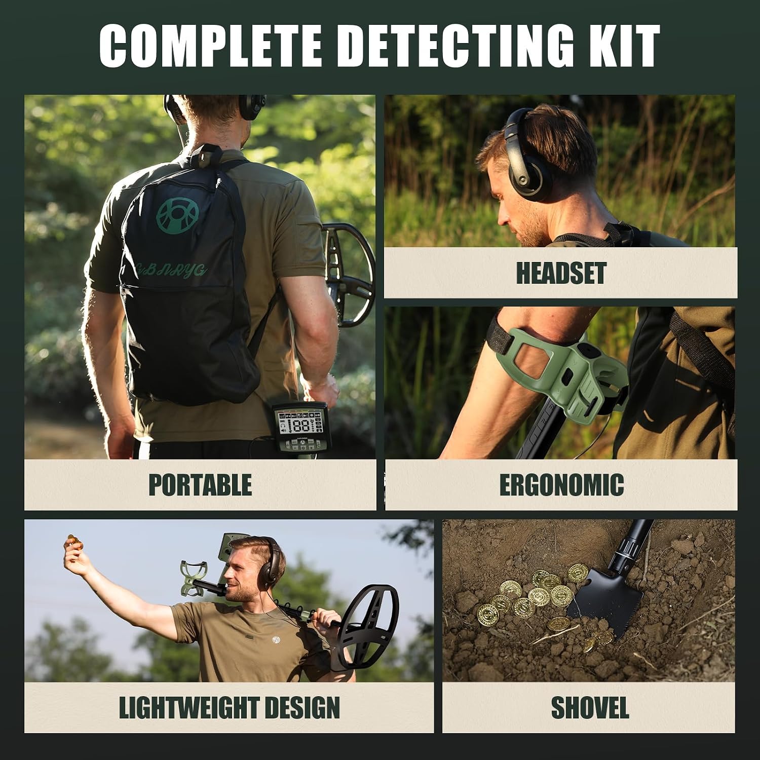 Antyman Professional Metal Detector for Adults,12" IP68 Waterproof Search Coil with LCD Backlight,5 Modes Gold Detector,Advanced DSP Chip&High Accuracy System for Beach/Gold Hunting