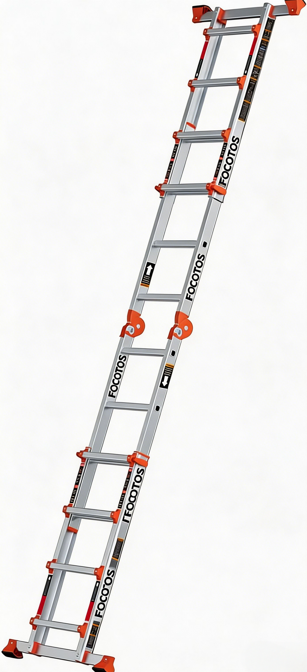 FOCOTOS A Frame 4 Step Ladder Extension, 14 FT Anti-Slip Multi Position & Storage Folding Ladder, 330 lbs Security Load Telescoping Aluminum Ladders for Stairs Home Indoor Outdoor Roof