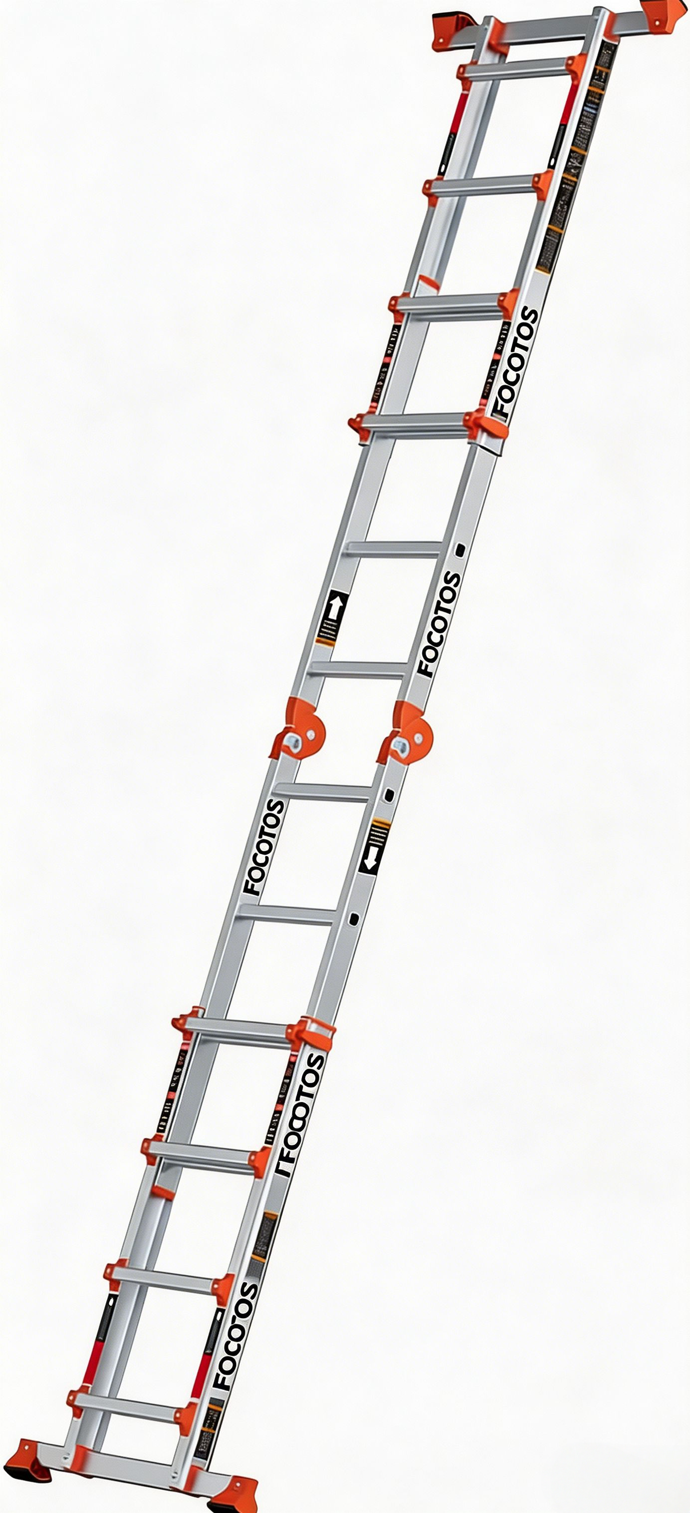 FOCOTOS A Frame 4 Step Ladder Extension, 14 FT Anti-Slip Multi Position & Storage Folding Ladder, 330 lbs Security Load Telescoping Aluminum Ladders for Stairs Home Indoor Outdoor Roof