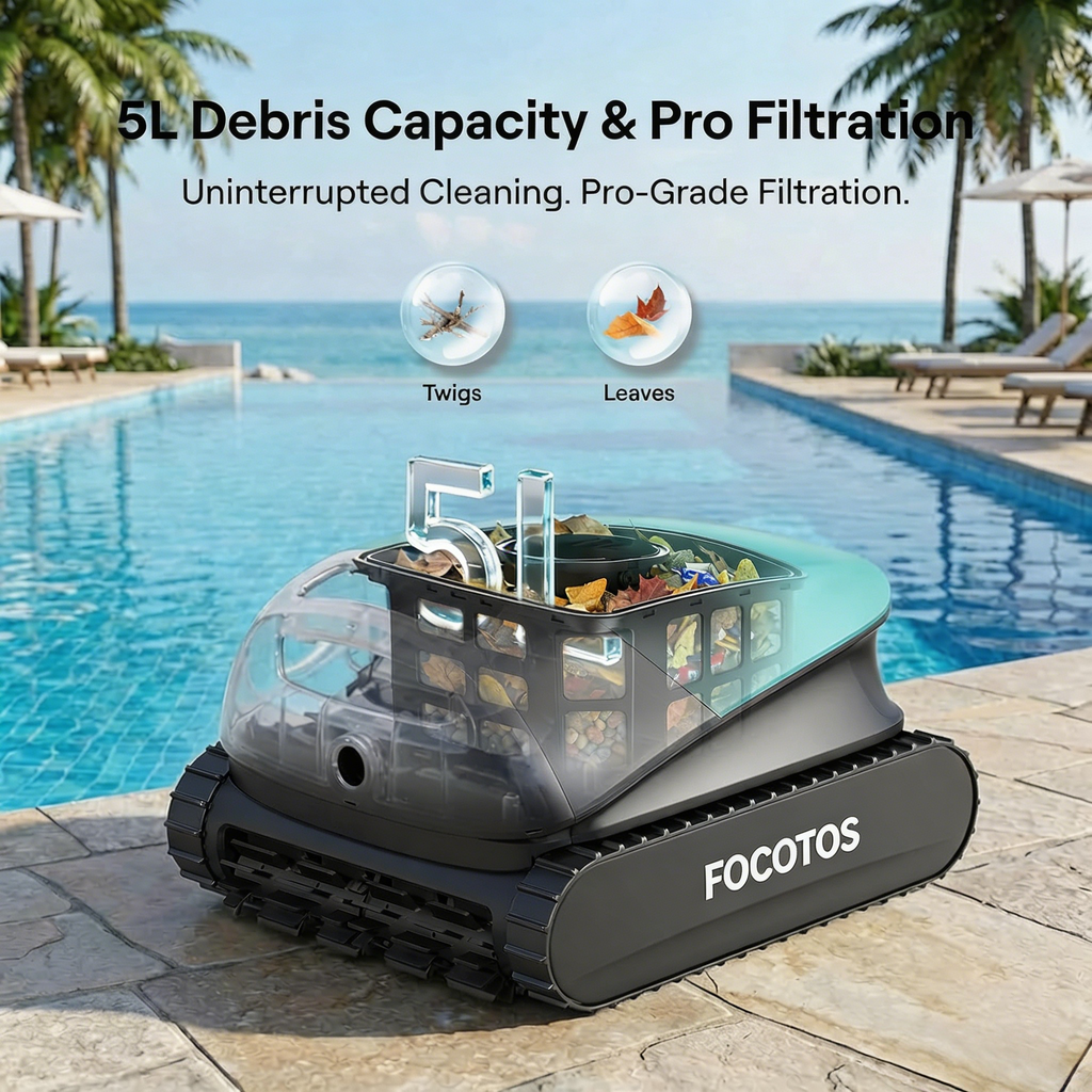 (2026 Upgrade) FOCOTOS Sora 10 Cordless Pool Vacuum Robot for Inground & Above Ground Pools, 6800 GPH Suction, Floor/Wall/Waterline/Shallow Area Cleaning, Waterline Parking, Cyan Green