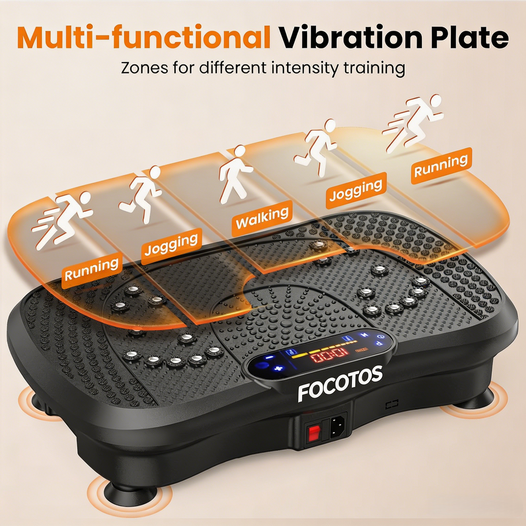 FOCOTOS Vibration Plate Fitness Platform Exercise Machine Vibrating Shaking Full Body Shaker Workout Vibrate Stand Shake Board Sport for Weight Loss Fat Burner for Gym Home Office