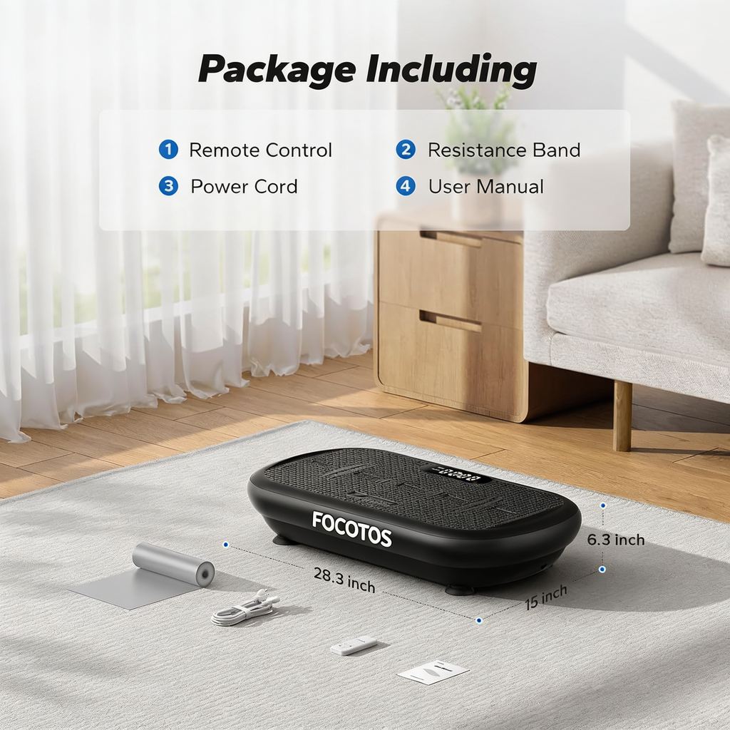FOCOTOS Vibration Plate Exercise Machine, Vibration Plate 440 Lbs Capacity, Bluetooth and Silicone Pedal, Stimulate Deep Fat, Vibration Plate for Lymphatic Drainage, Vibrating for Weight Loss