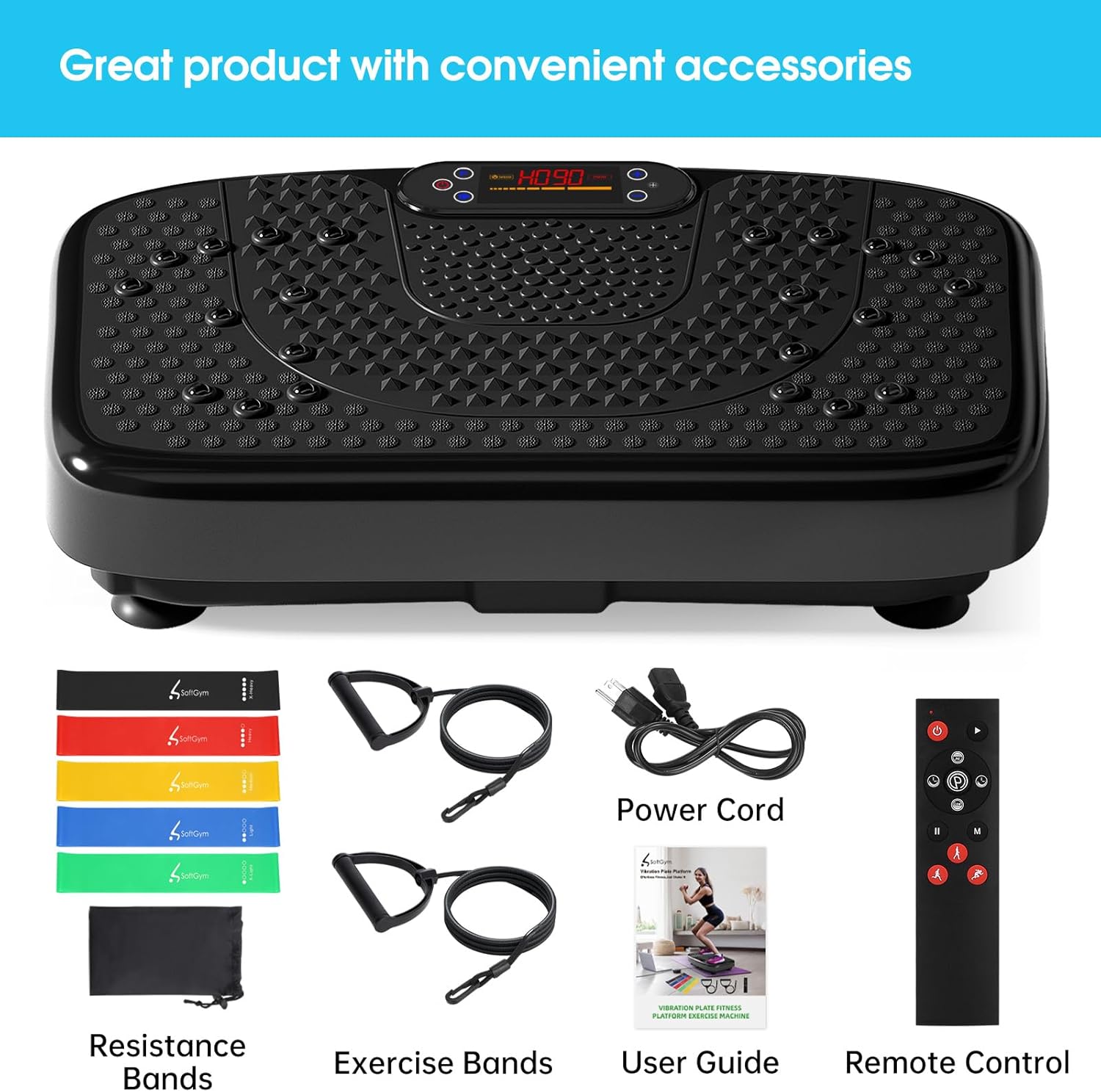 FOCOTOS Waver Vibration Plate Exercise Machine for Lymphatic Drainage Weight Loss,120 Speed Levels Vibrating Platform with Resistance Bands,Full-Body Workout Equipment for Muscle Activation