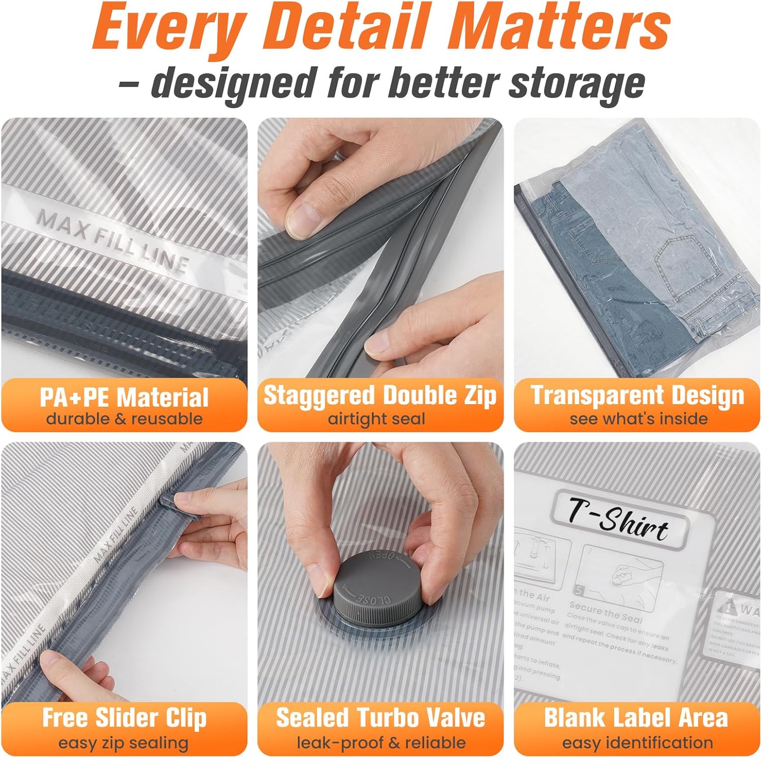 FOCOTOS 15 Pack Vacuum Storage Bags for Travel with Cordless Pump, Space Saver Bags for Clothes, Compression Packing Bags for Luggage, 15 Combo Size