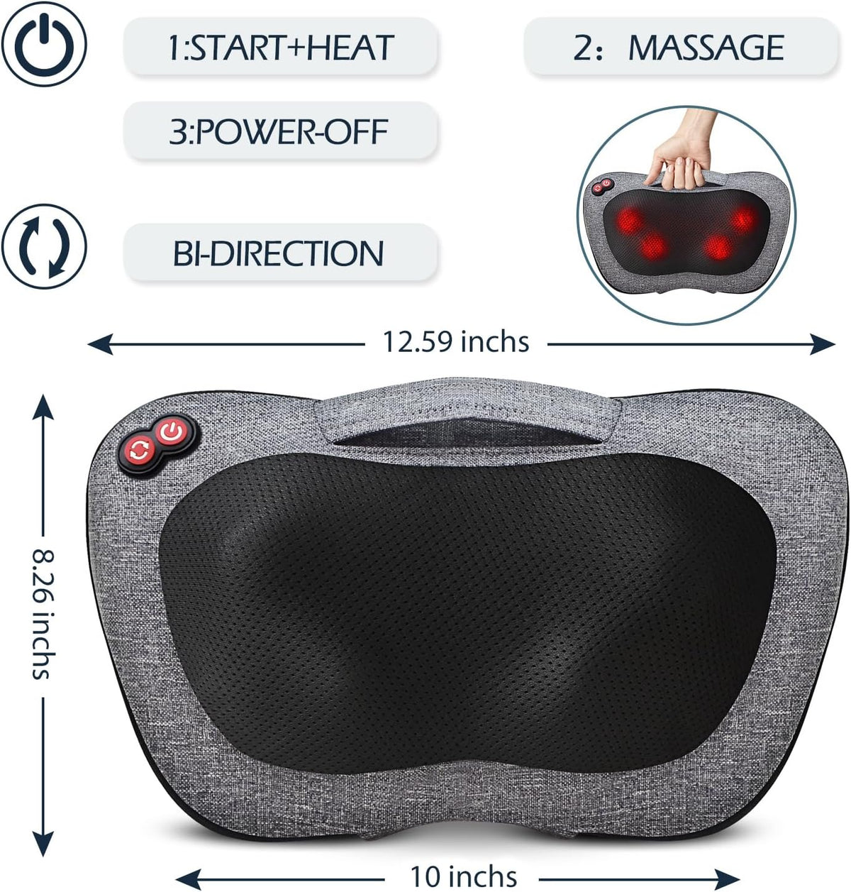 Antyman Shiatsu Back Massager with Heat, Deep Tissue for Pain Relief | Electric 3D Kneading Massage Pillow for Neck, Shoulder, Back, Christmas for Men Women Dad Wife Mom Gifts (NOT Cordless)