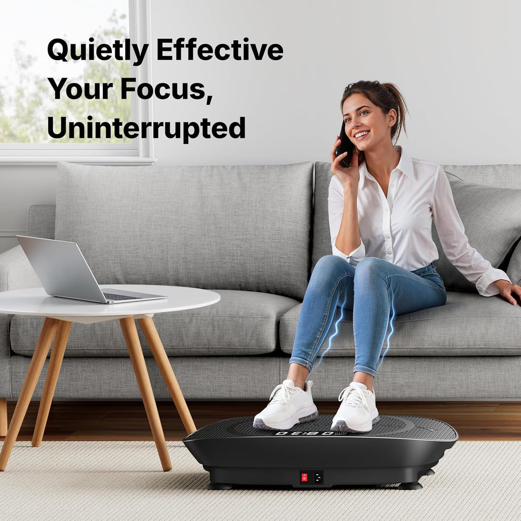 FOCOTOS Vibration Plate Exercise Machine, Curved Vibration Plate for Lymphatic Drainage Weight Loss, Vibrating Plate with Real-Time Calorie Tracking on LED Display, Workout Equipment for Home Women Men