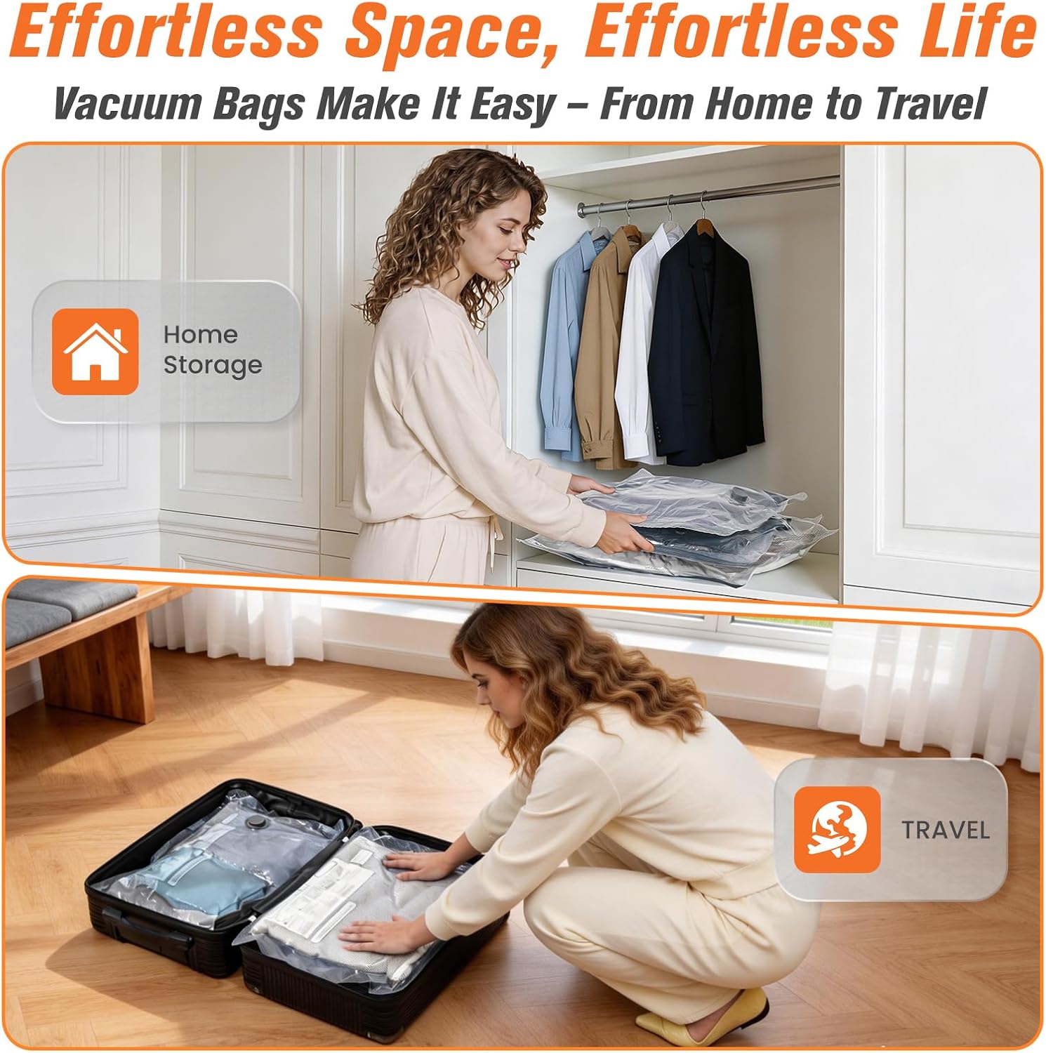 FOCOTOS 15 Pack Vacuum Storage Bags for Travel with Cordless Pump, Space Saver Bags for Clothes, Compression Packing Bags for Luggage, 15 Combo Size