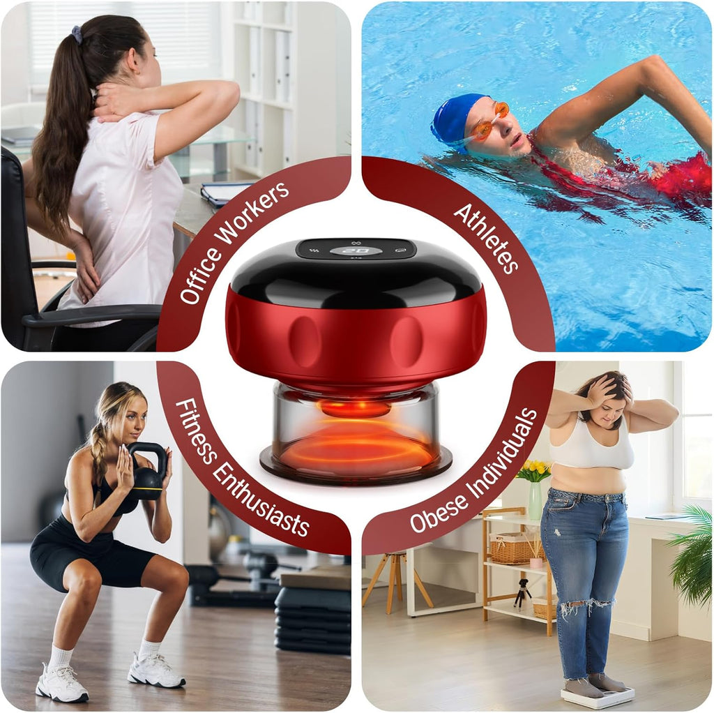 FOCOTOS 2 Pack Cupping Set, 7-in-1 Smart Cupping Therapy Massager. Red Light Cupping Therapy Set with 2 Modes for Targeted Muscle Soreness,Tighter Skin,Cupping Kit with 20 Levels Suction and Heat and Gua Sha